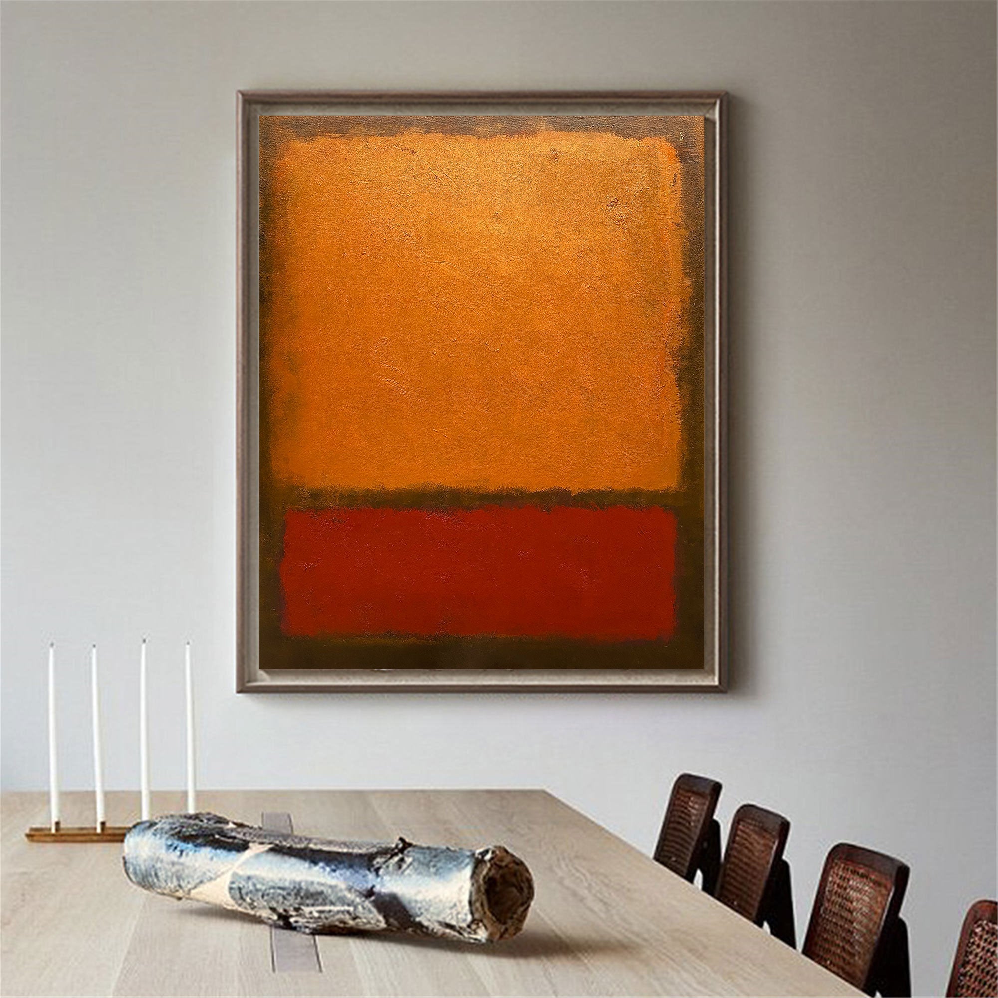 Warm‑Tone Color‑Block Abstract Hand‑Painted Thick Textured Artwork