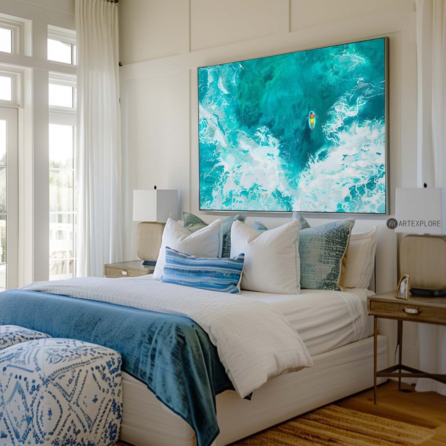 Turquoise Ocean Swirl Figurative Art