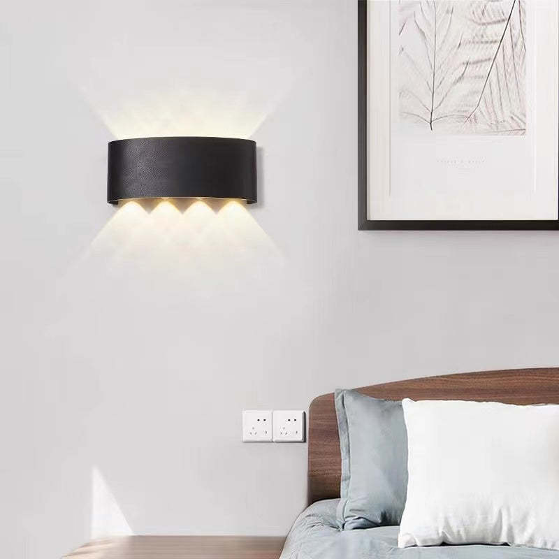 Tronix Modern Rectangular Metal Outdoor Wall Lamp, Black/White, Water-wave - Neutralighting
