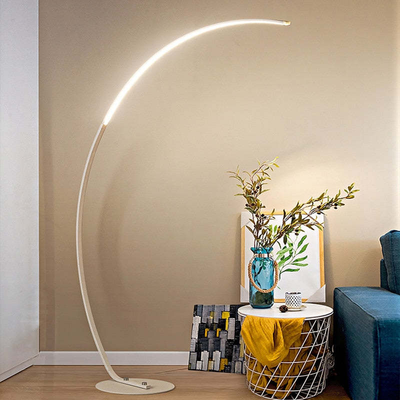 Mira Modern Arc LED Floor Lamp, Black/White, Metal/Silicon - Neutralighting