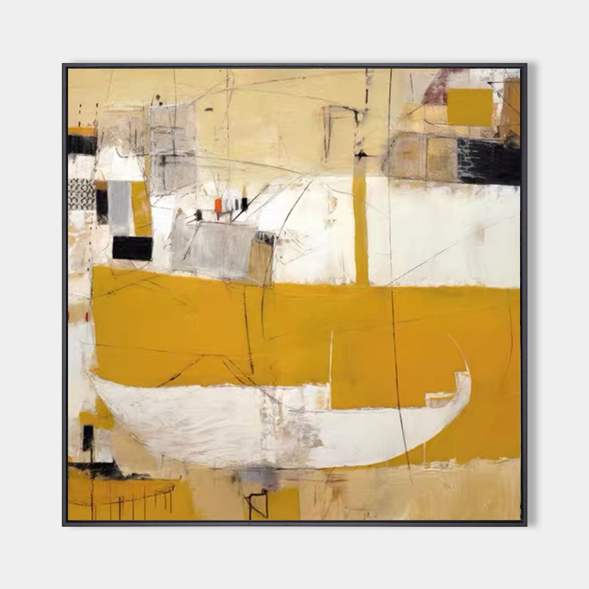 Yellow Abstract Boat Canvas Wall Art