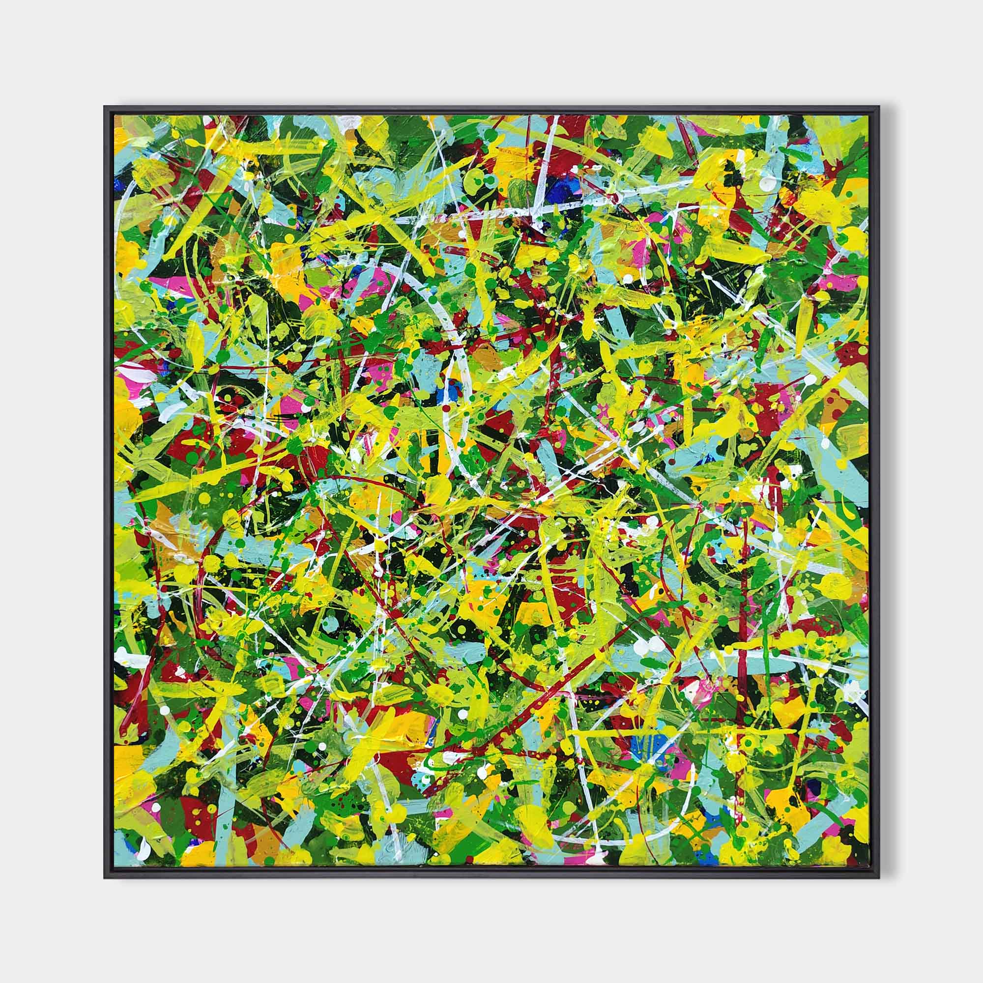 Vibrant Abstract Green Yellow Red Blue Canvas