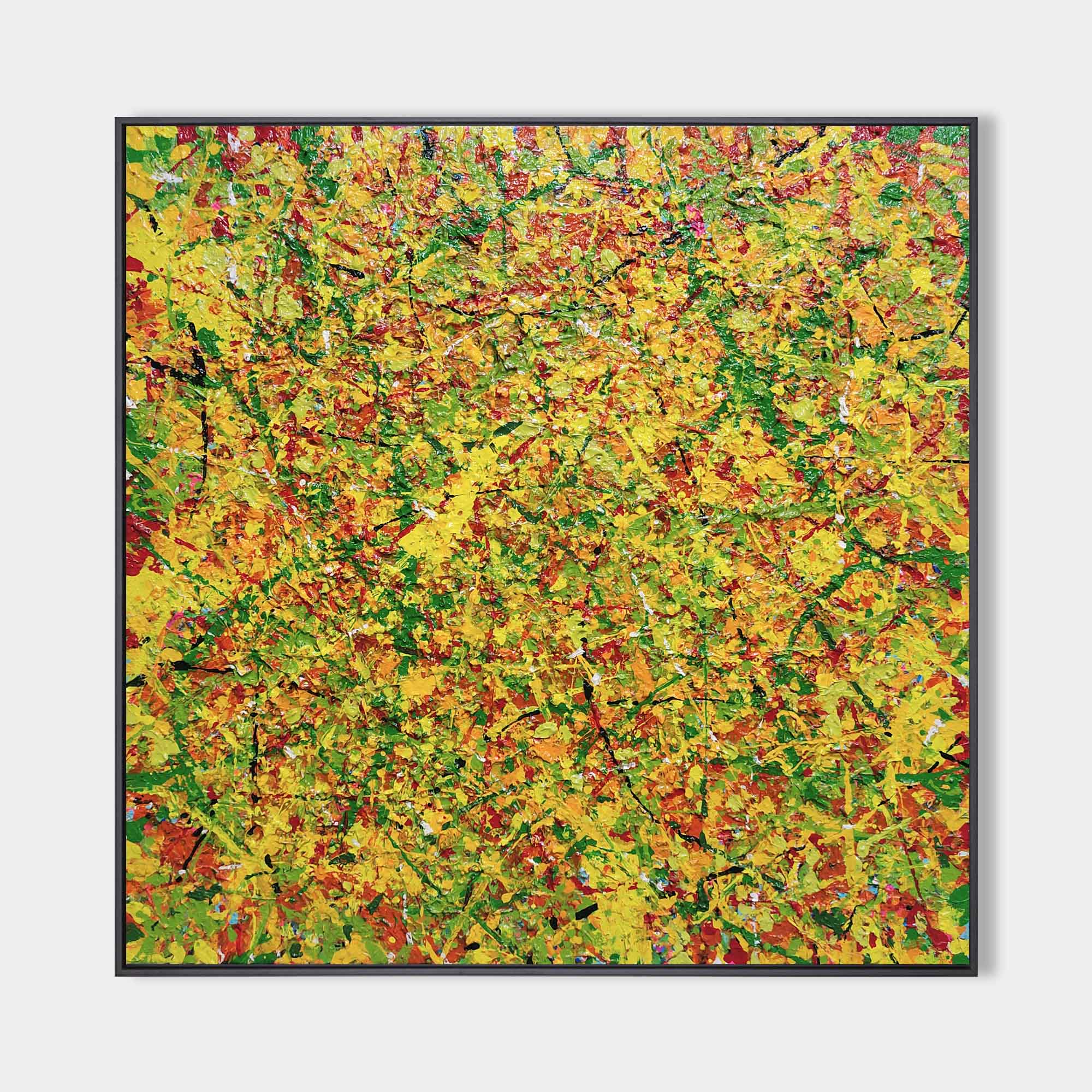 Yellow Green Textured Abstract Square Art
