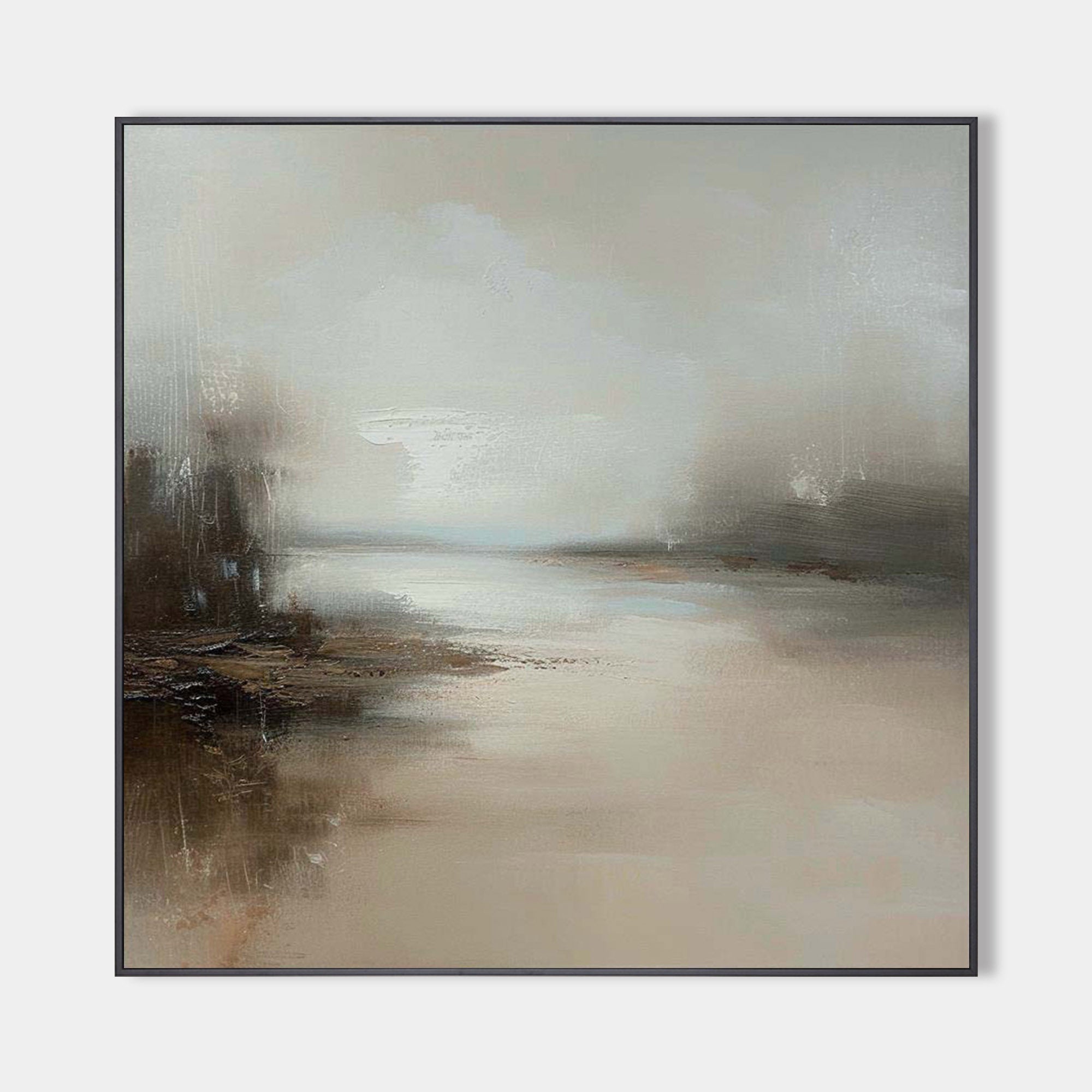 Misty Neutral Landscape Abstract Wall Art