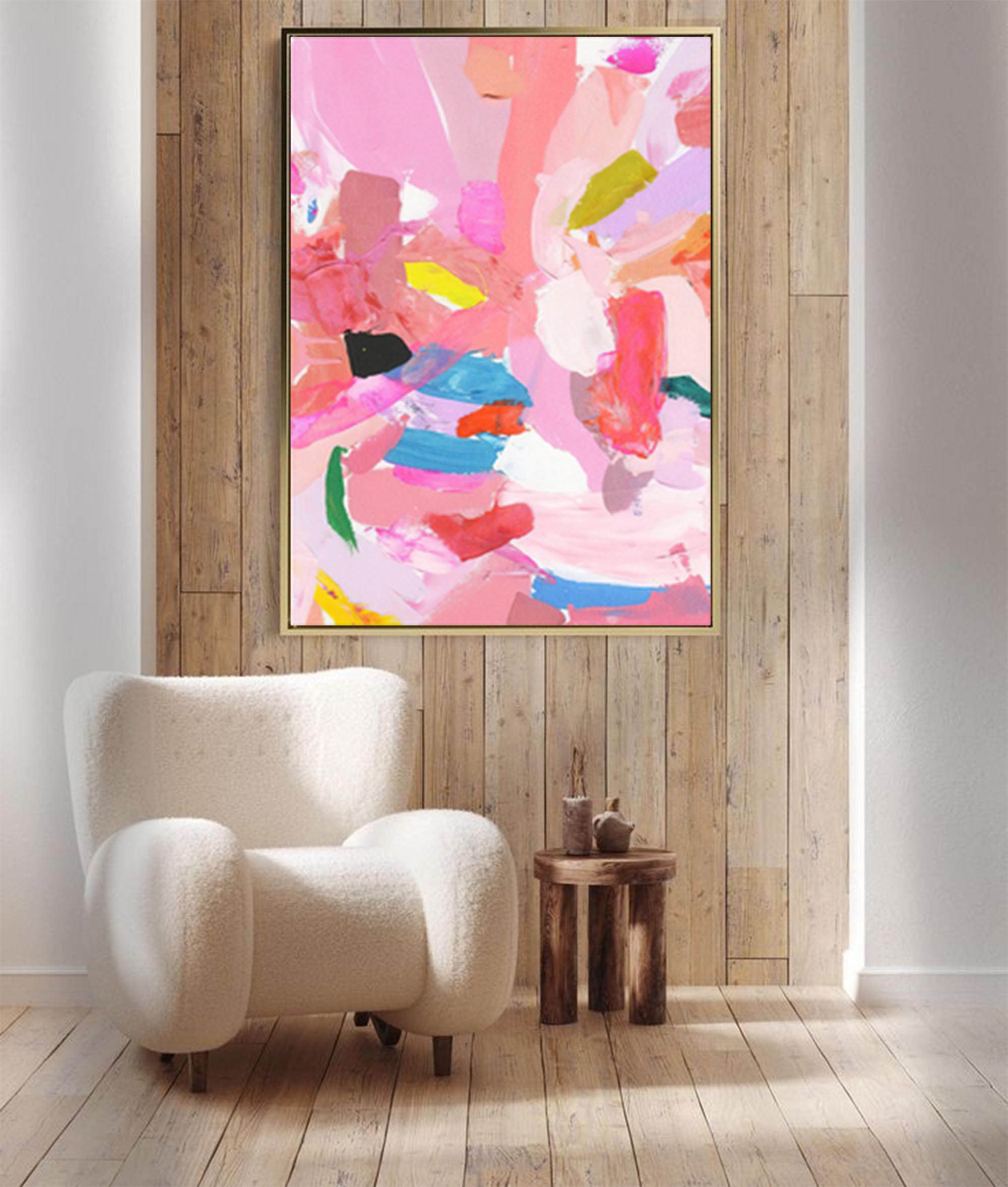 Colorful Pink Abstract Canvas Wall Art