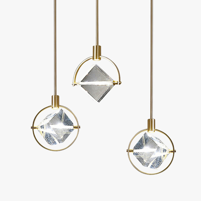 Kristy Modern Luxury Geometry Metal/Crystal Pendant Light, Gold - Neutralighting