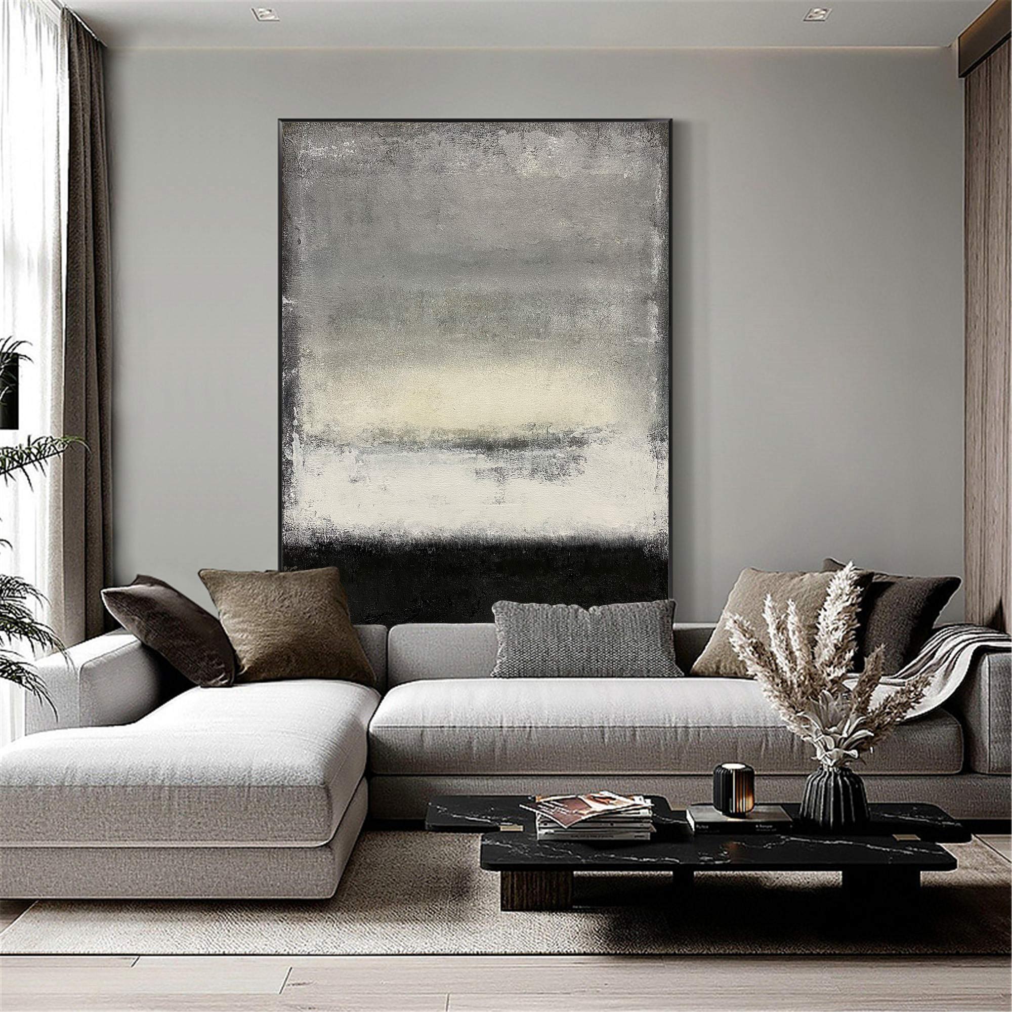 Black White Grey Abstract Painting ABAV105 - Neutralighting