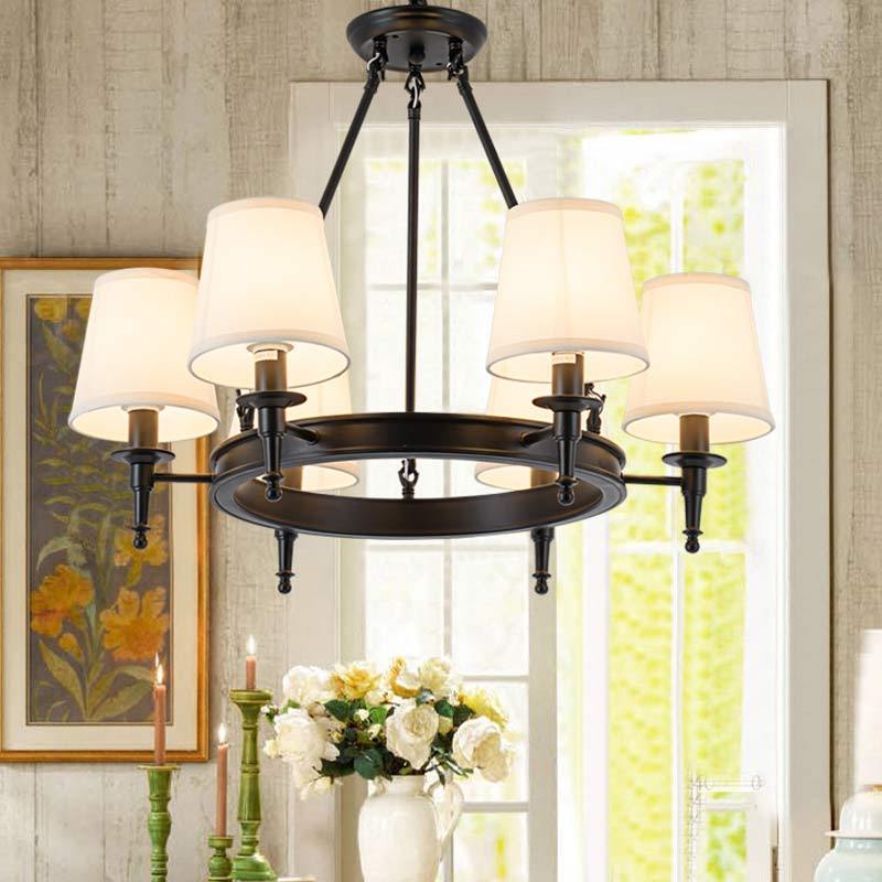 Silva vintage Ring Metal/Fabric Chandelier, Black/Copper - Neutralighting