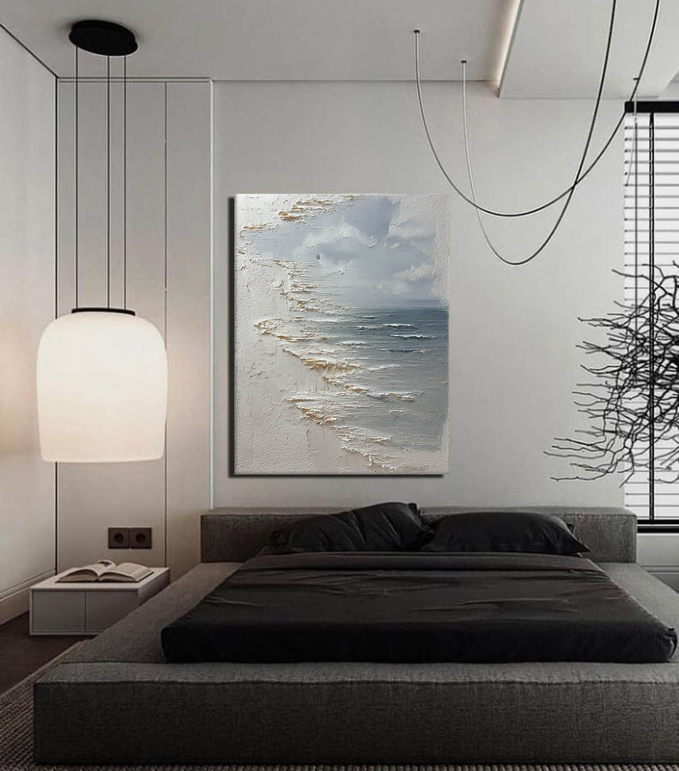 Wall Art Vertical Textured Abstract Sea Relief Scene Cool Coastal