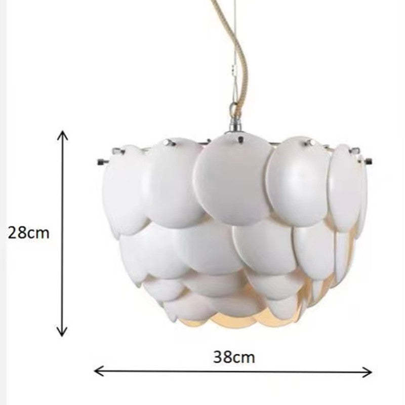 Arisha Wihte Art Deco Chandelier Light Fixture, Ceramic Leaf & Metal - Neutralighting
