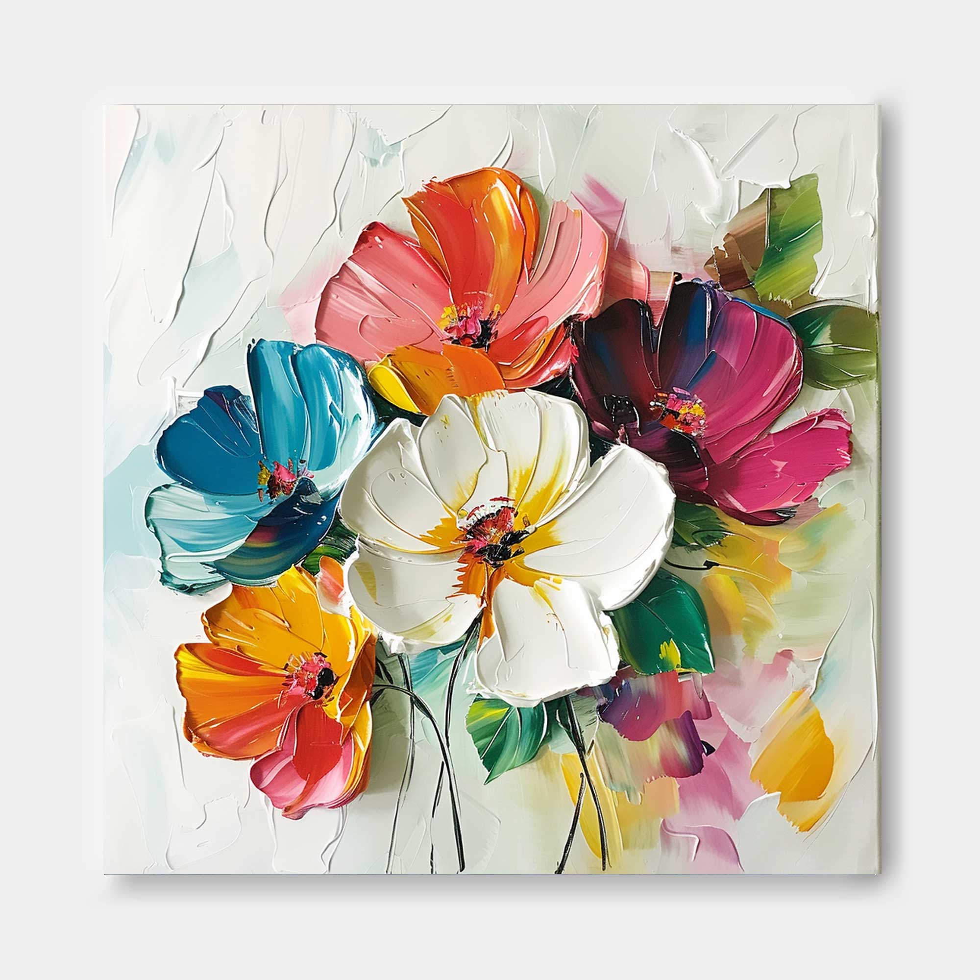 Wall Art Impasto Vibrant Multicolor Floral
