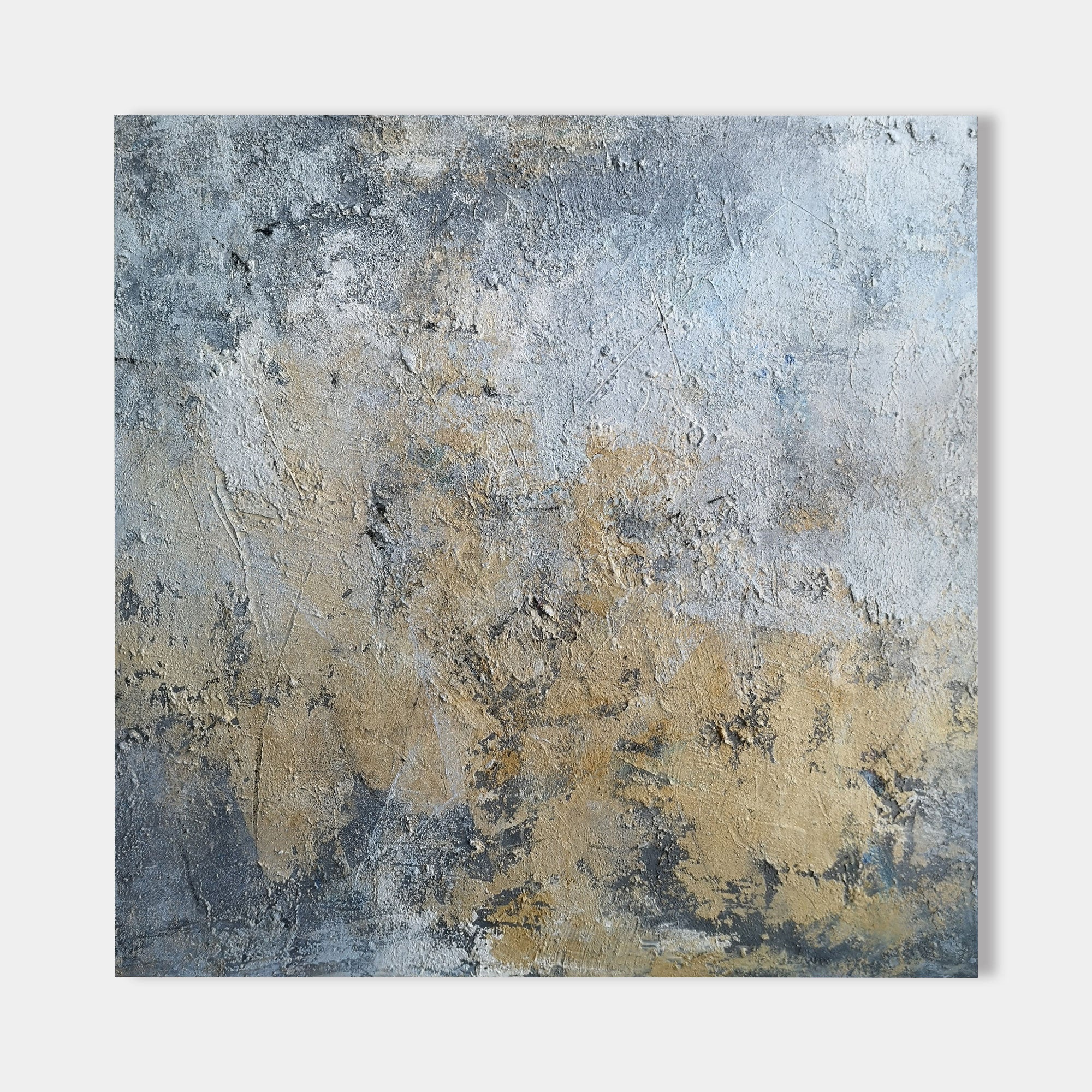 Yellow Grey Abstract Painting 40'' X 40'' IS11 - Neutralighting