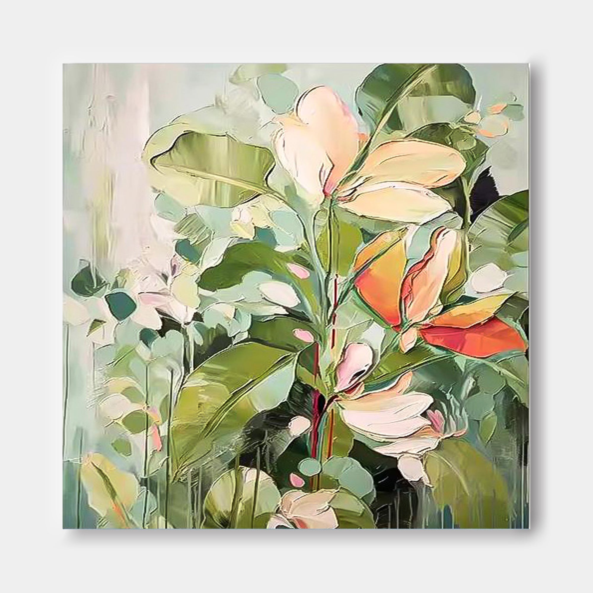 Wall Art Pastel Magnolia Floral Foliage