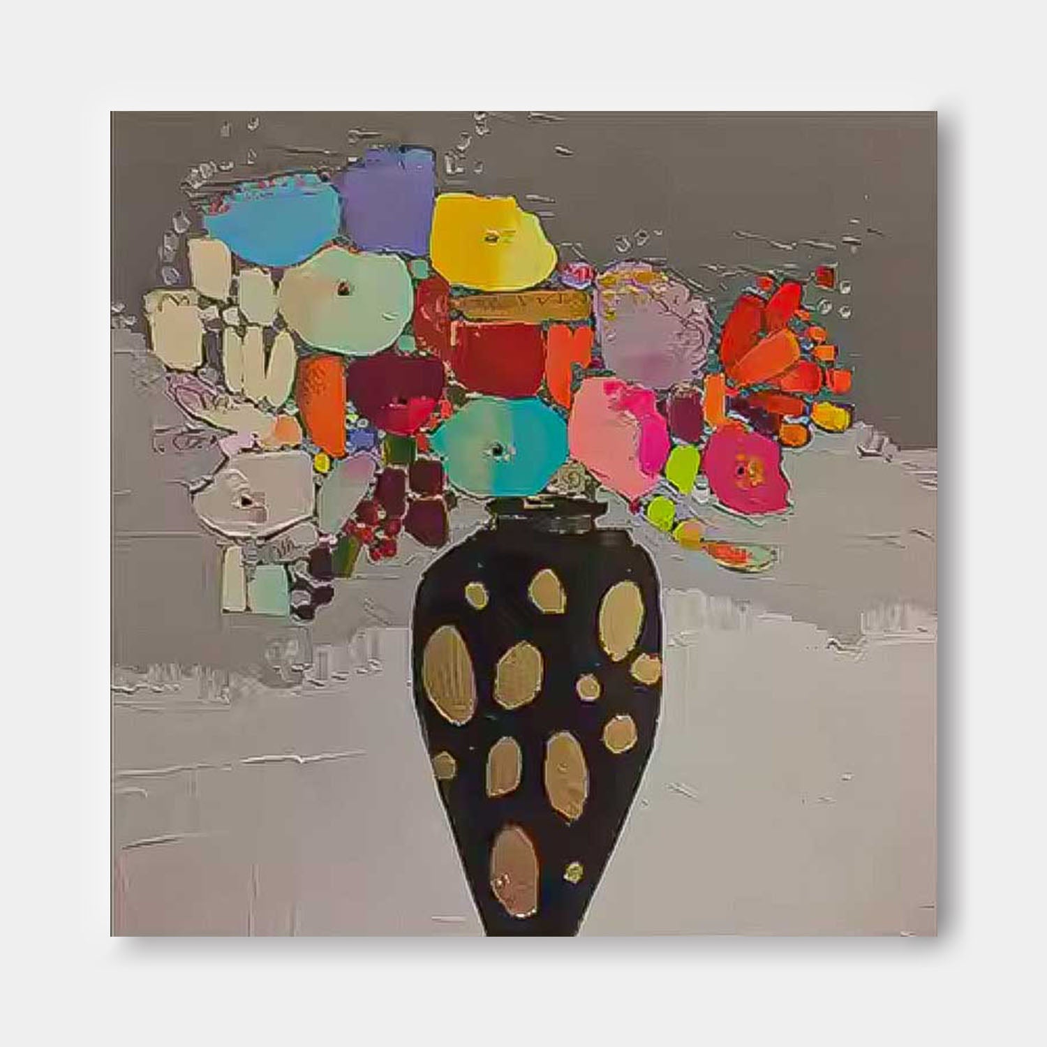 Wall Art Bold Colorful Vase Still Life Floral Arrangement