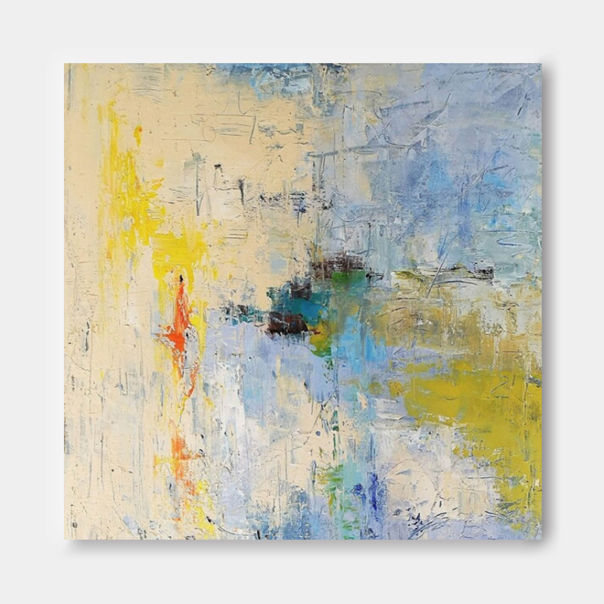 Sunny Yellow Blue Abstract Canvas Art