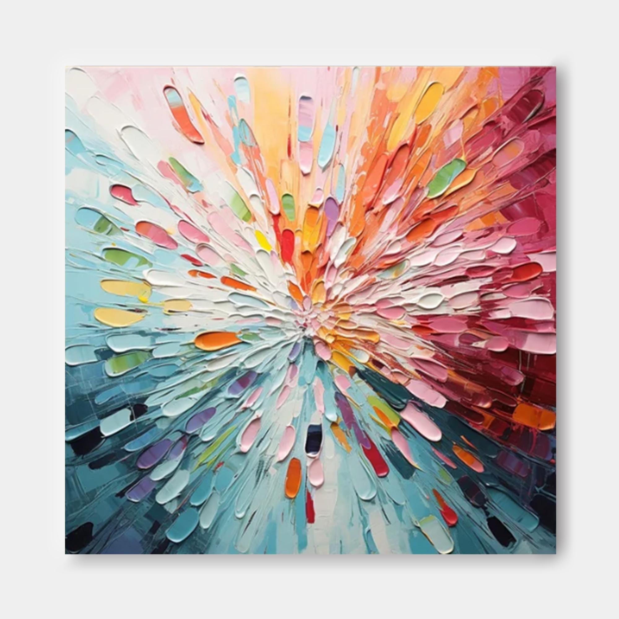 3D Textured Burst Abstract Painting Vibrant Color