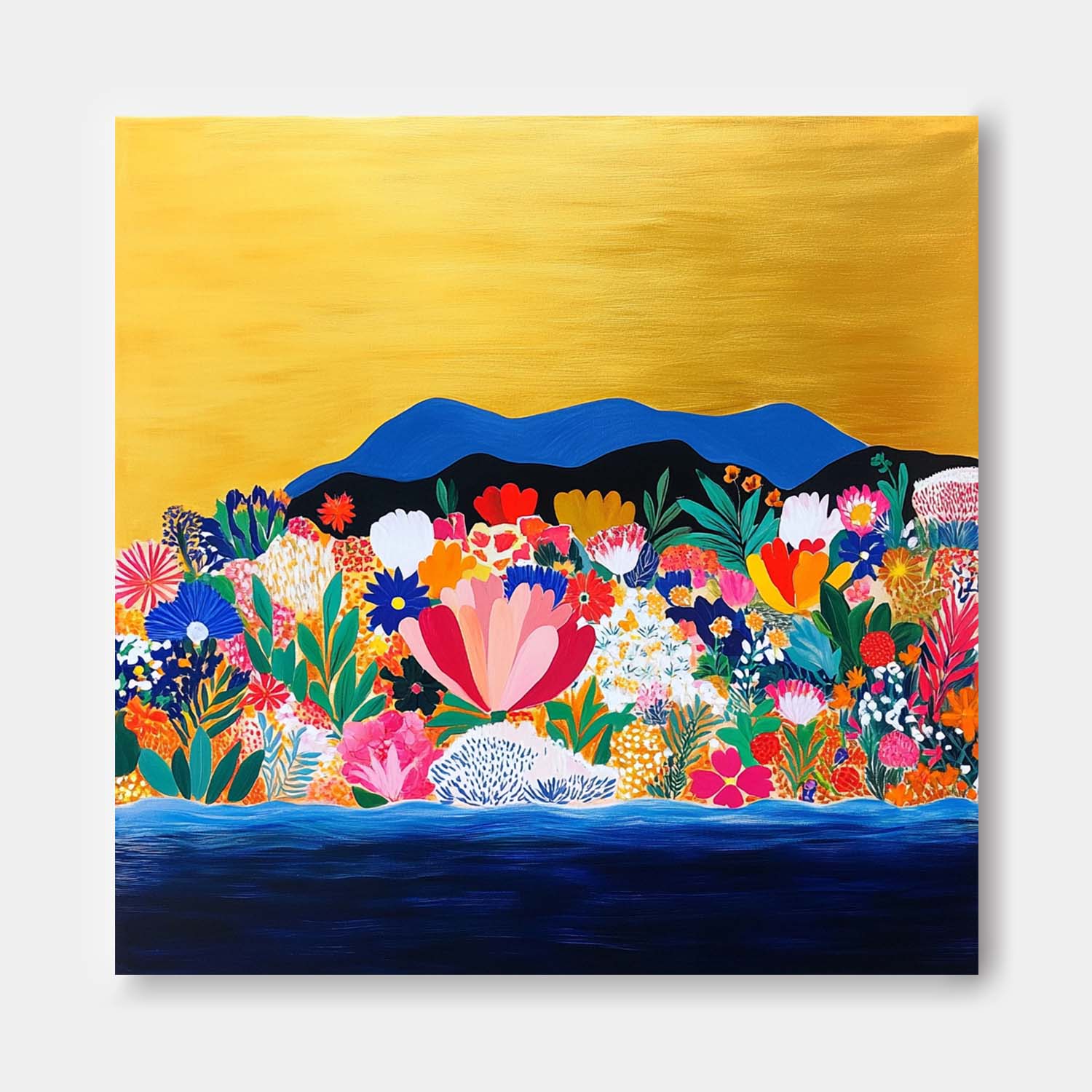 Wall Art Flower Gilded Mountain Opulent