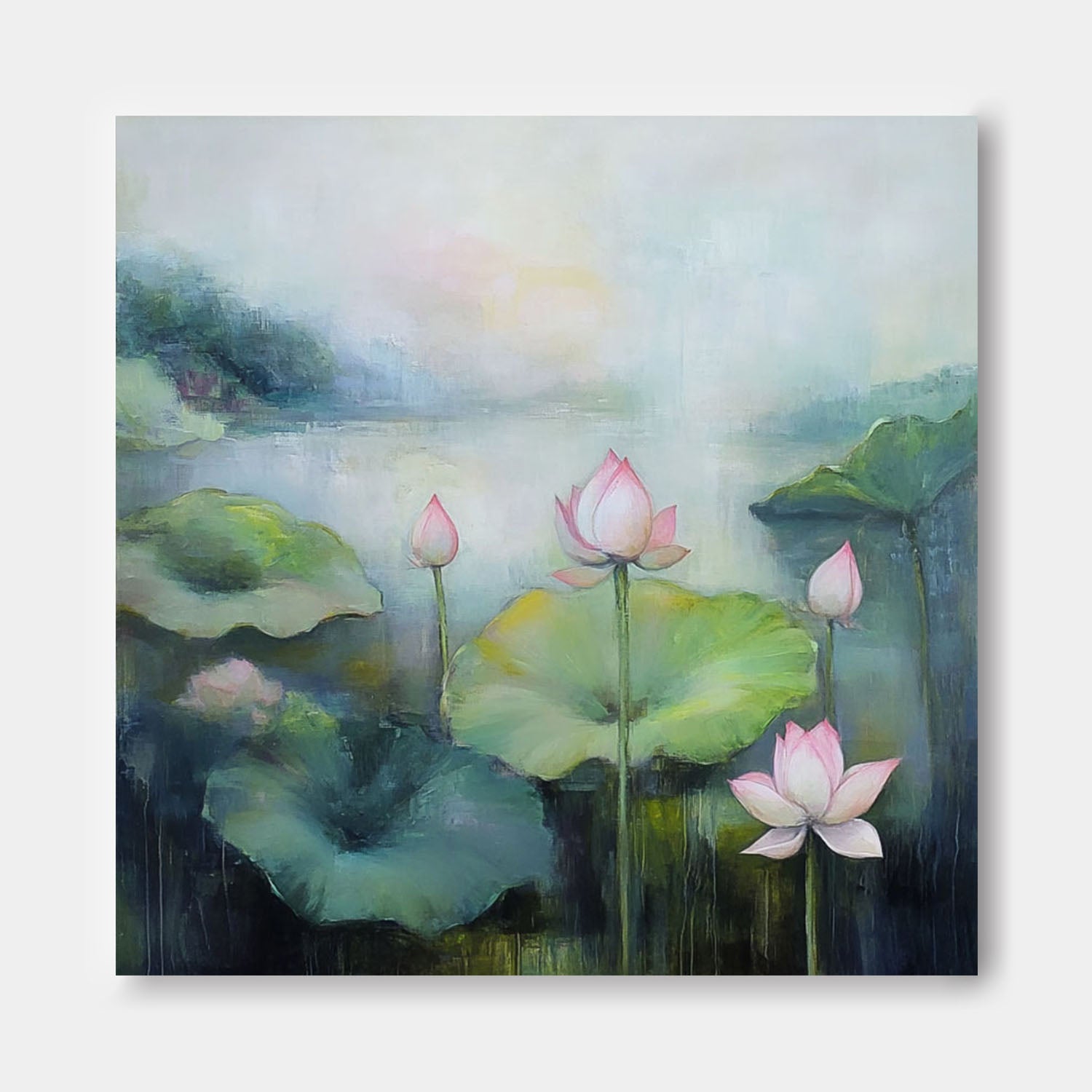 Wall Art Flower Serene Lotus Pond Tranquil