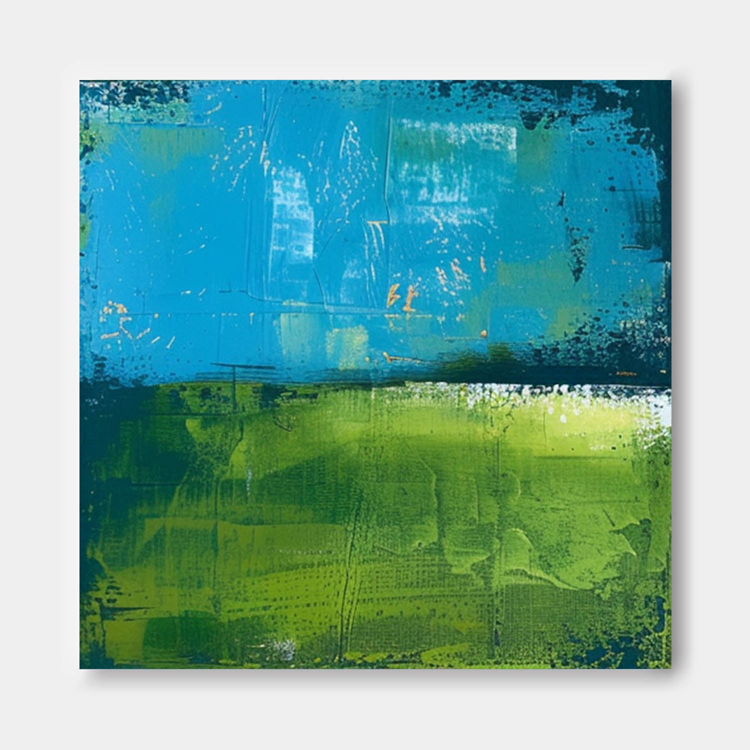 Wall Art Abstract Fresh Impasto Blue Green Color