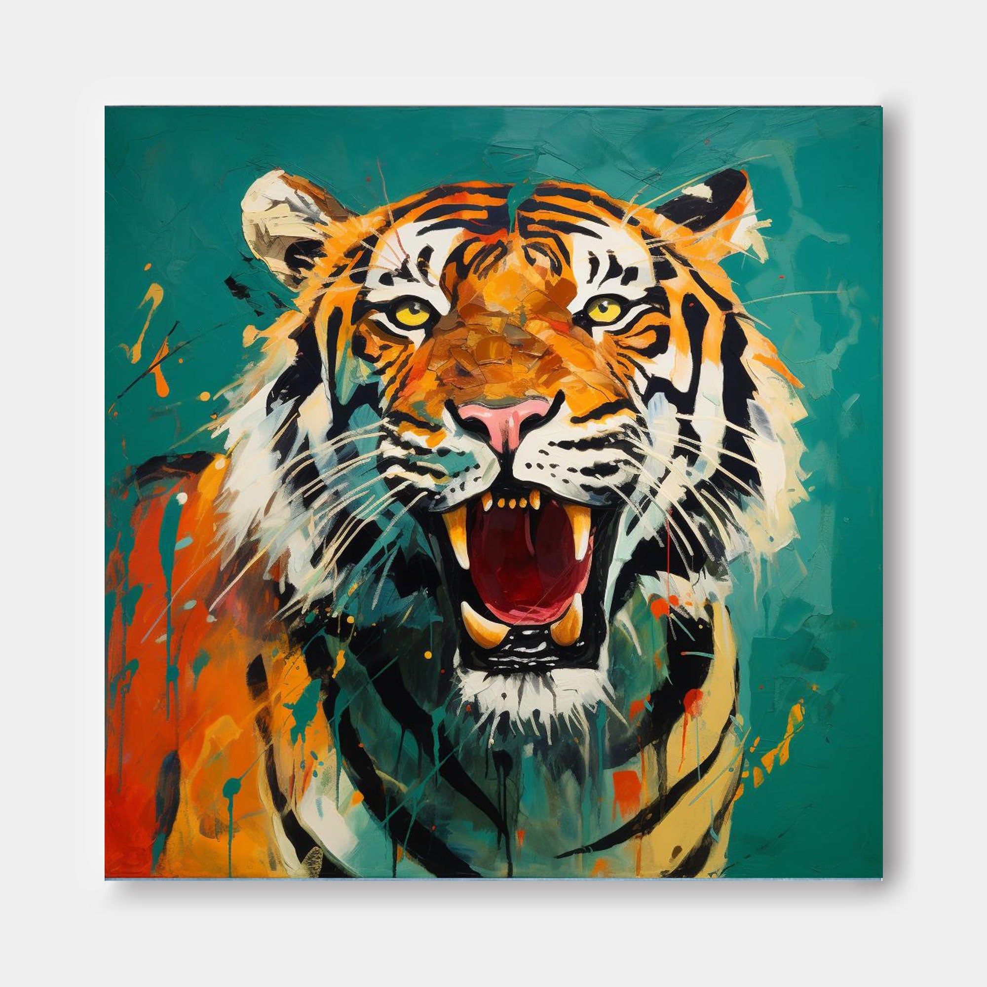 Dynamic Splash‑Ink Tiger Wall Art