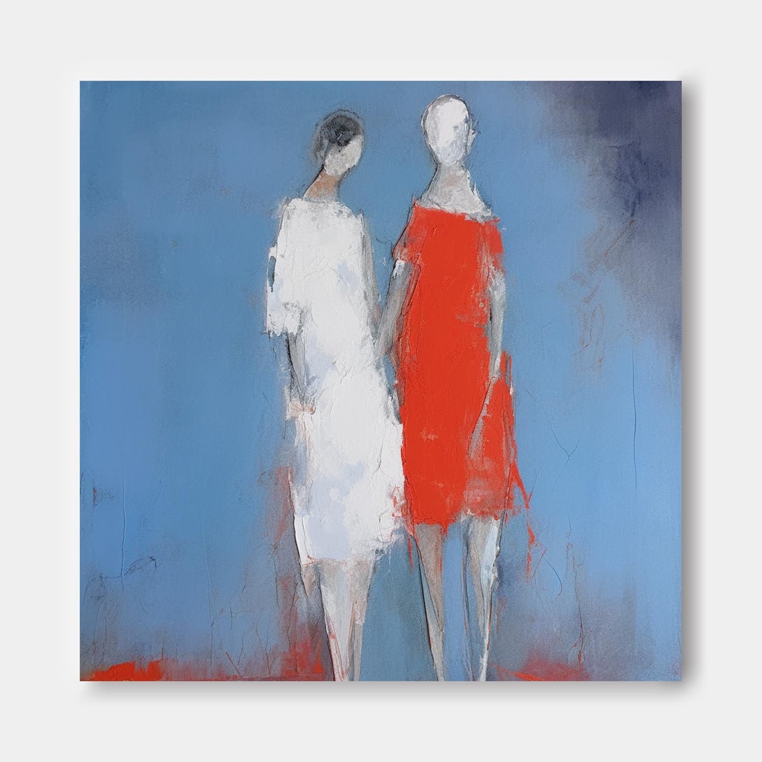 Wall Art Impasto People Silhouette Moody