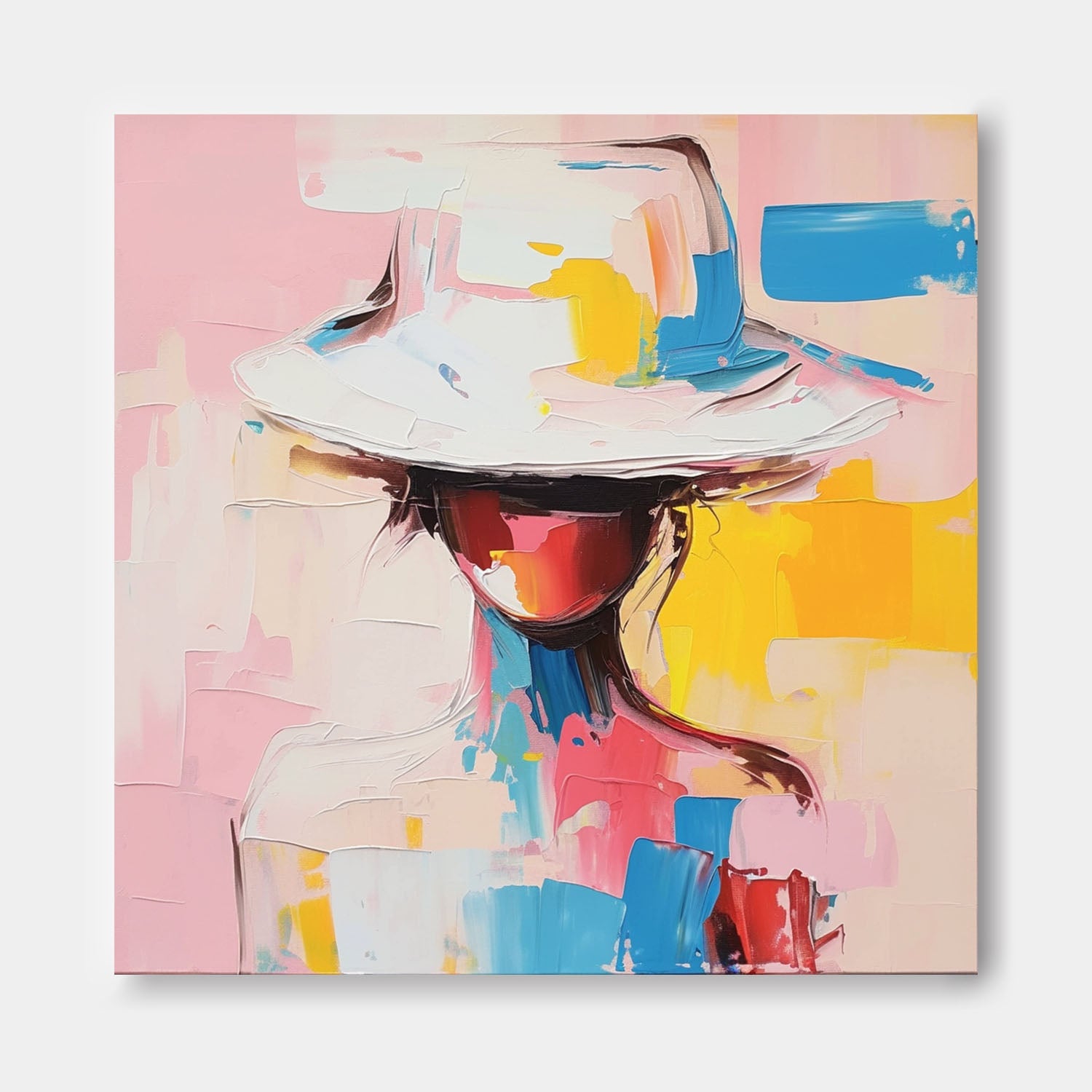 Wall Art Portrait Woman Wide Brim Hat