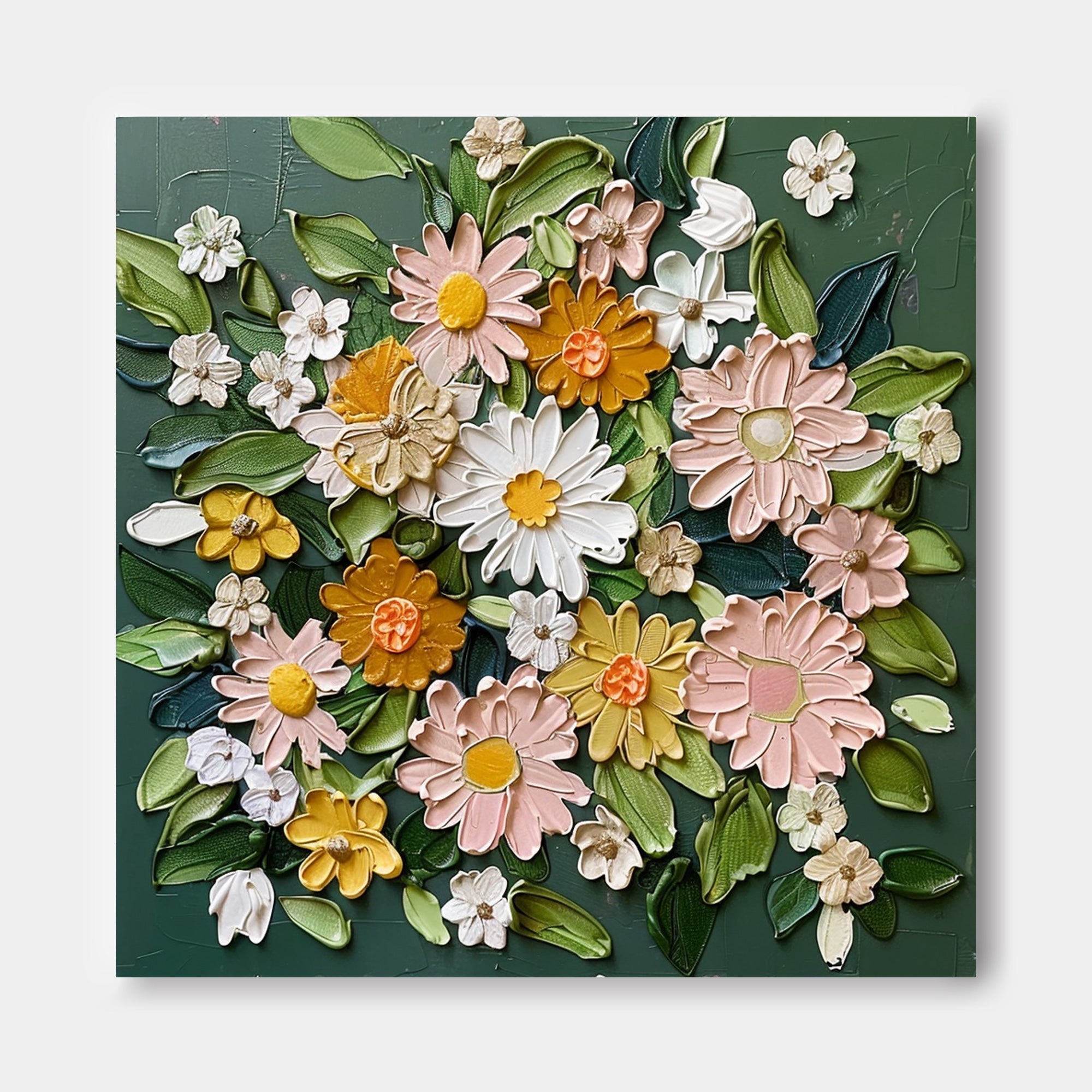 Wall Art Elegant Botanical Flower Impasto Vibrant