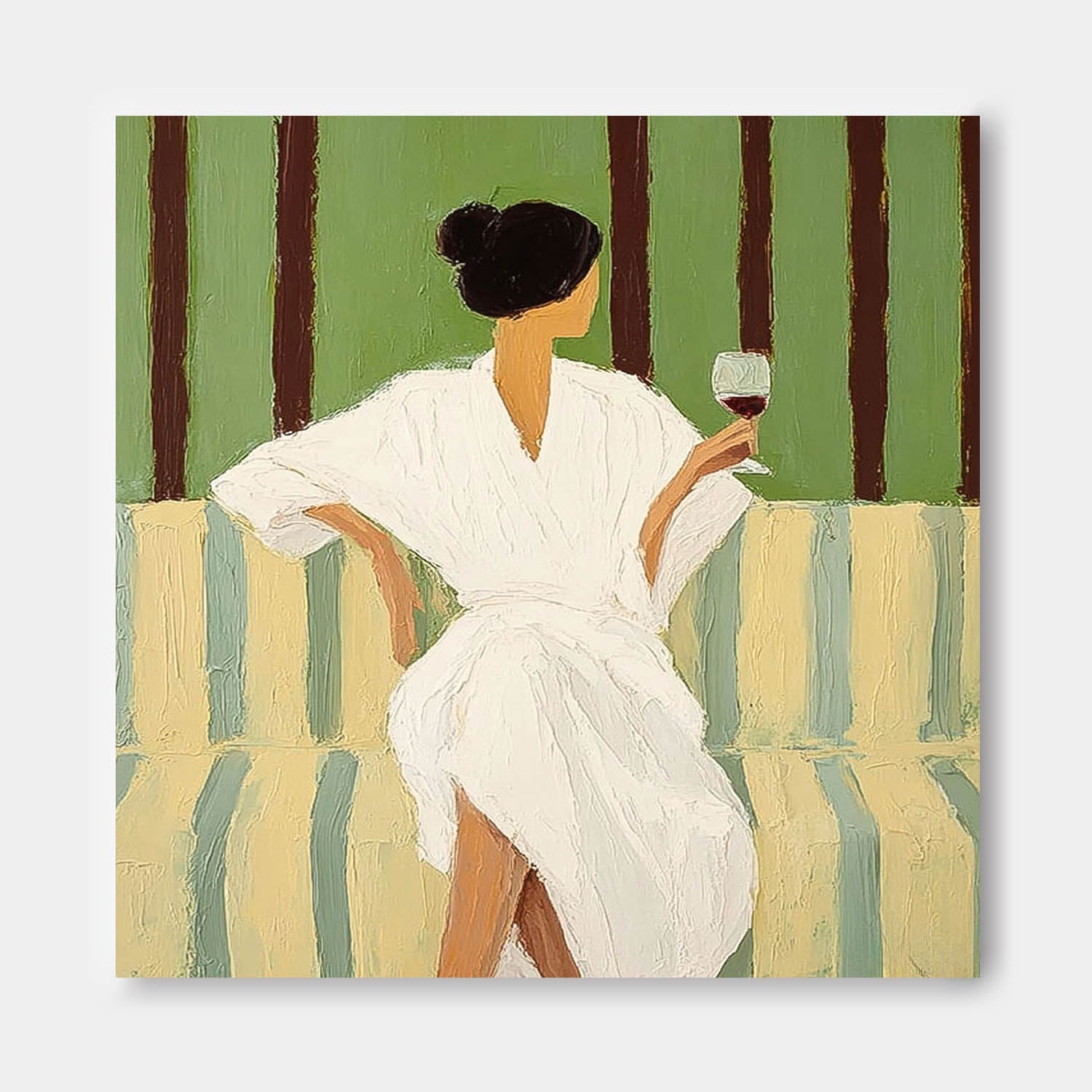 Wall Art Fashion Woman Green White Contemporary