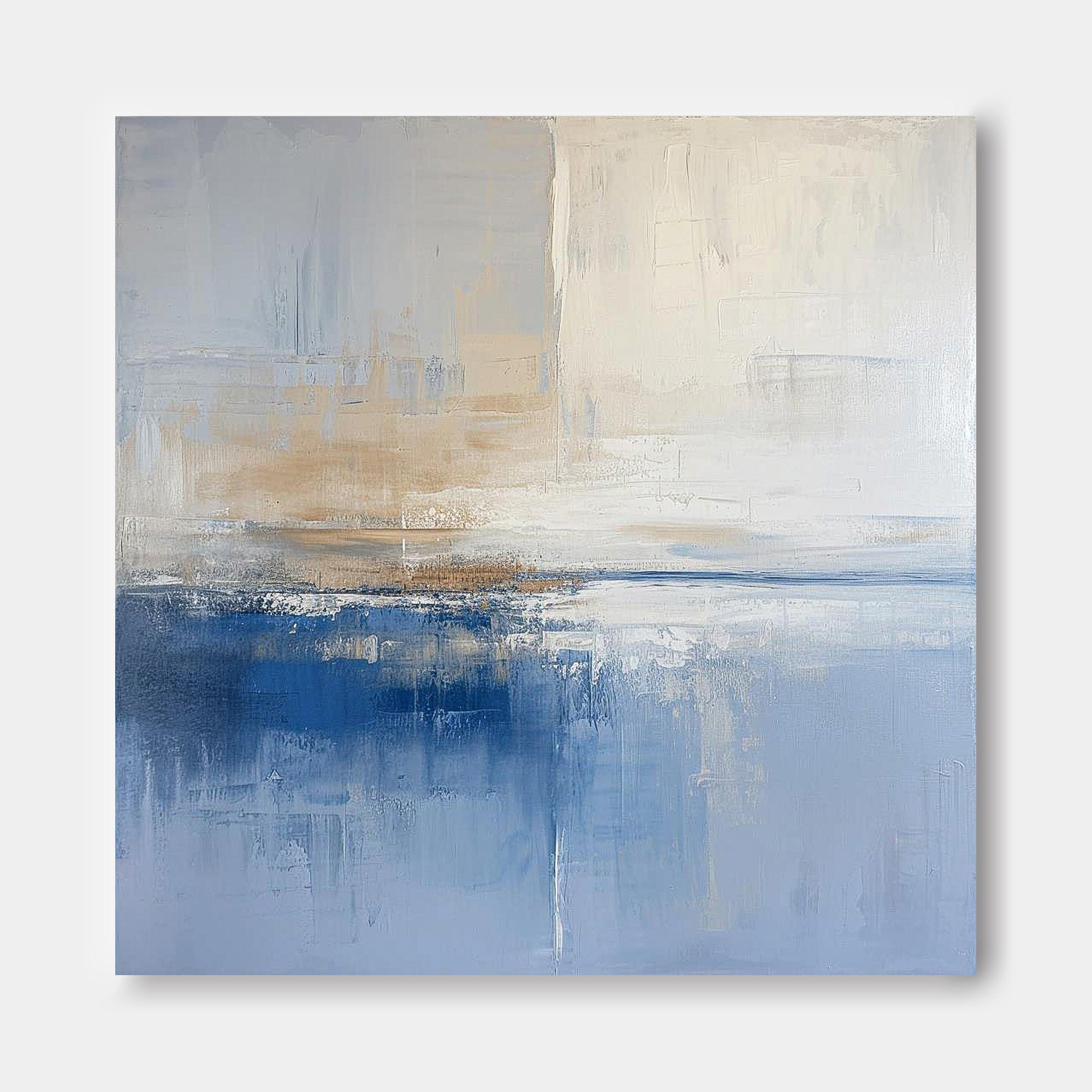 Wall Art Textured Soft Blue Beige Seascape