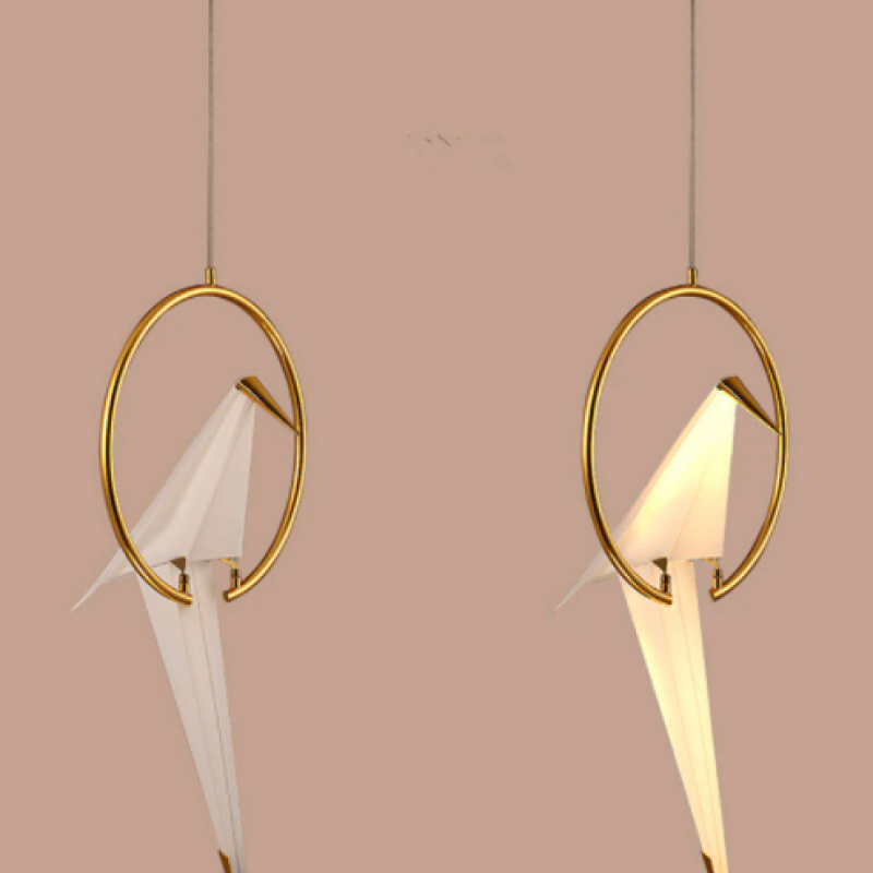 Arisha Modern Nordic Post Modern Bird Pendant Light, White/Clear - Neutralighting