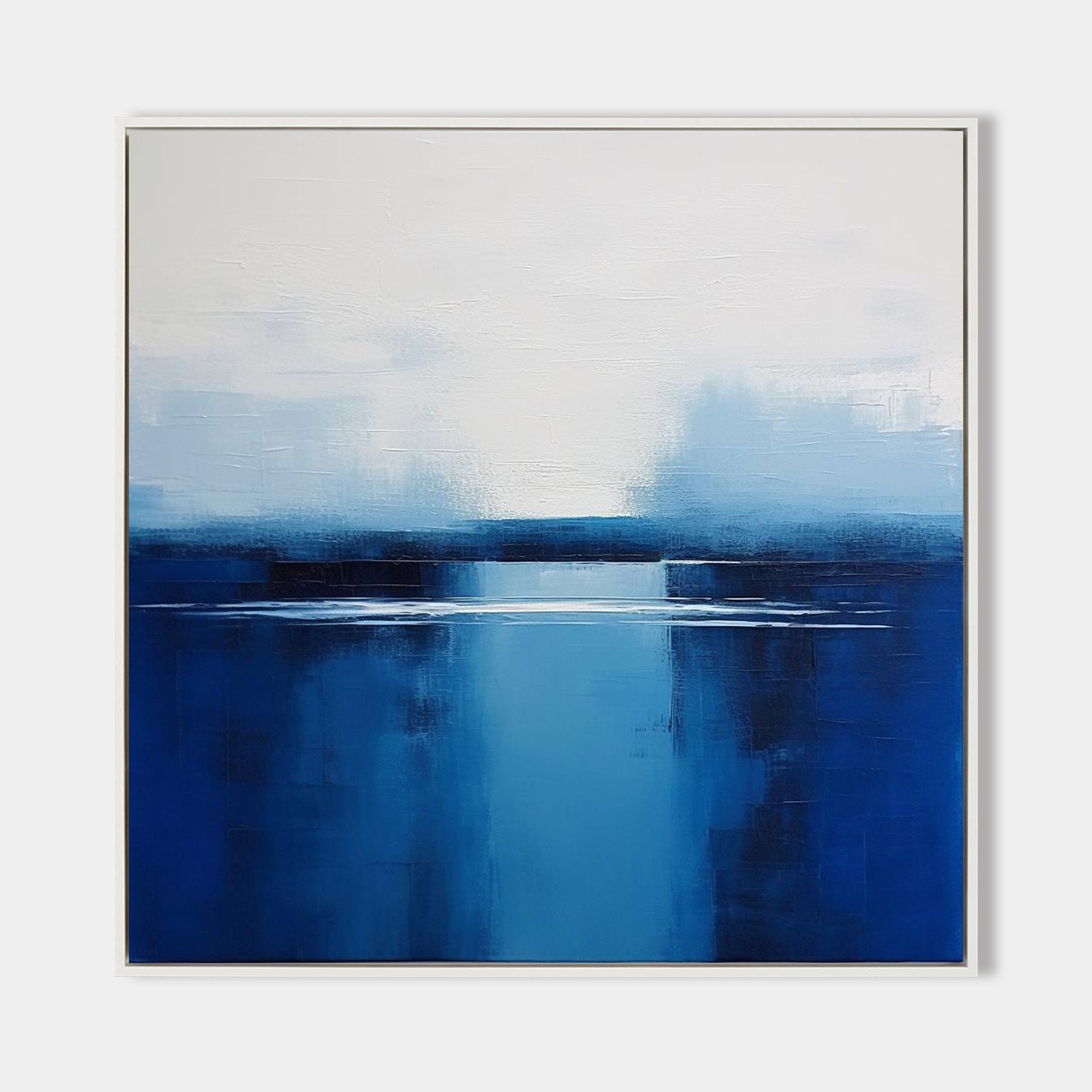 Blue Ink Wash Lakeside Horizon Canvas Art