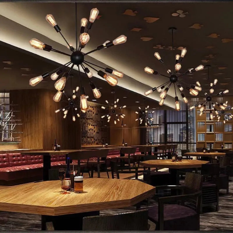 Austin Industrial Chandelier Black Restaurant Dining Room Metal - Neutralighting