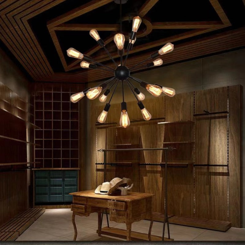 Austin Industrial Chandelier Black Restaurant Dining Room Metal - Neutralighting