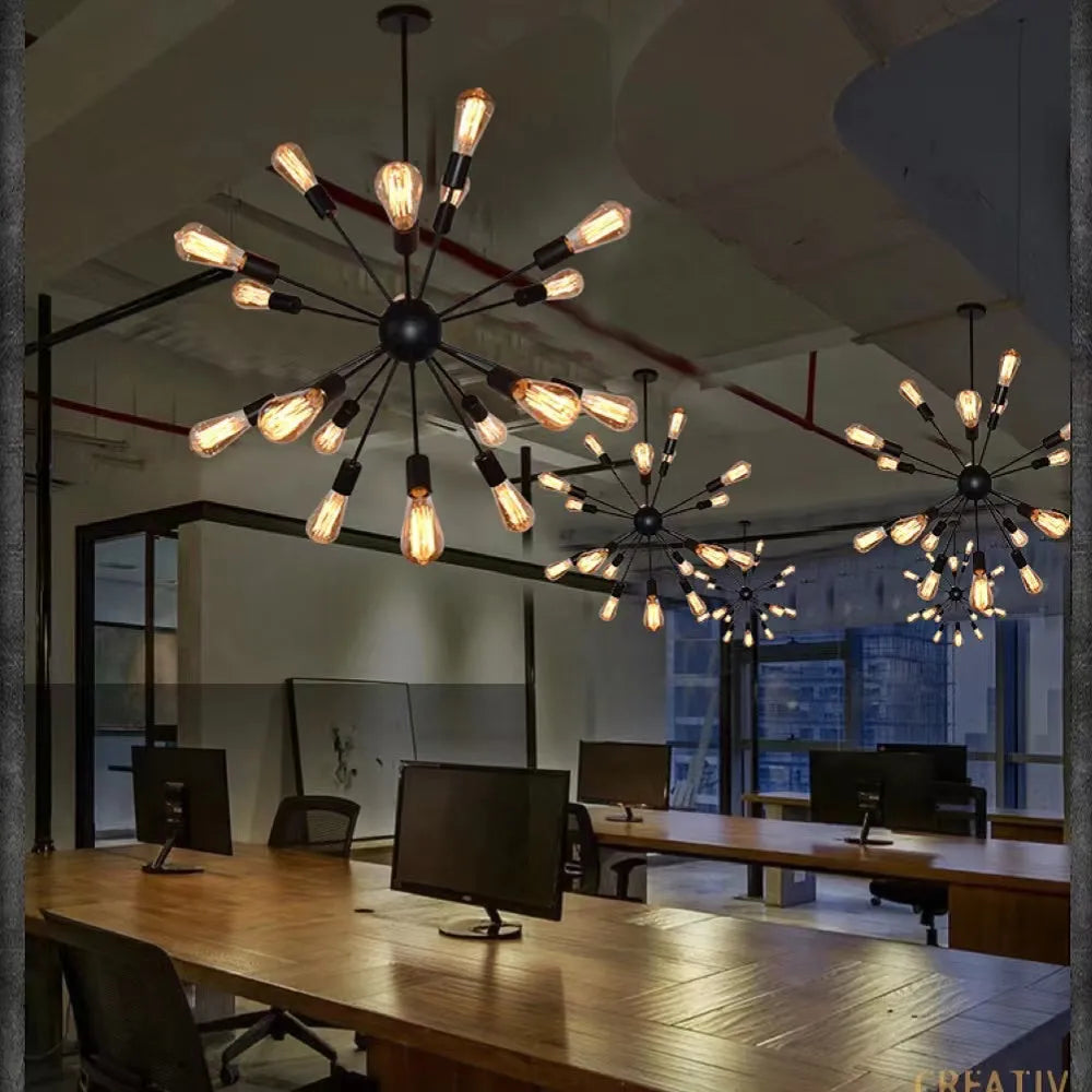 Austin Industrial Chandelier Black Restaurant Dining Room Metal - Neutralighting