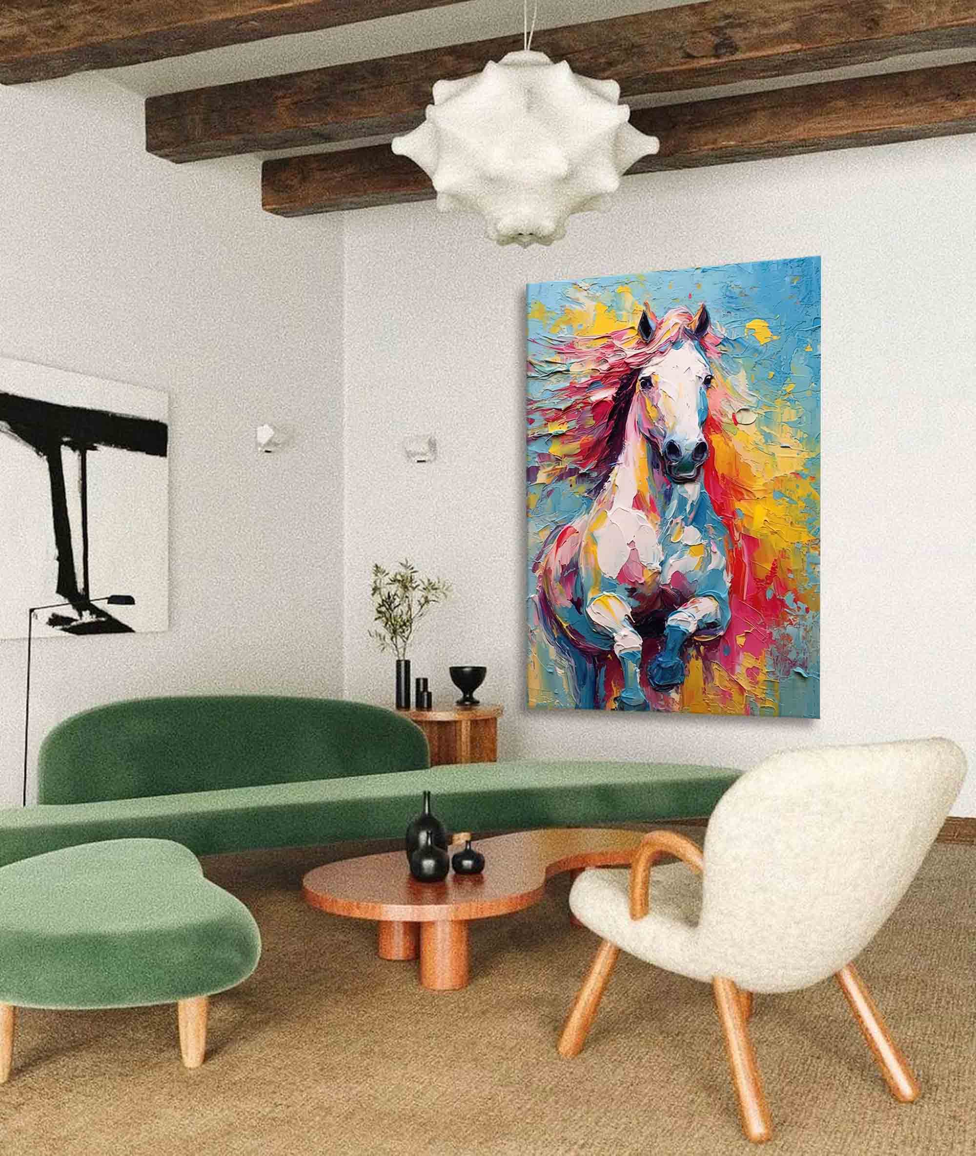 Wall Art Multicolor Galloping Horse Palette