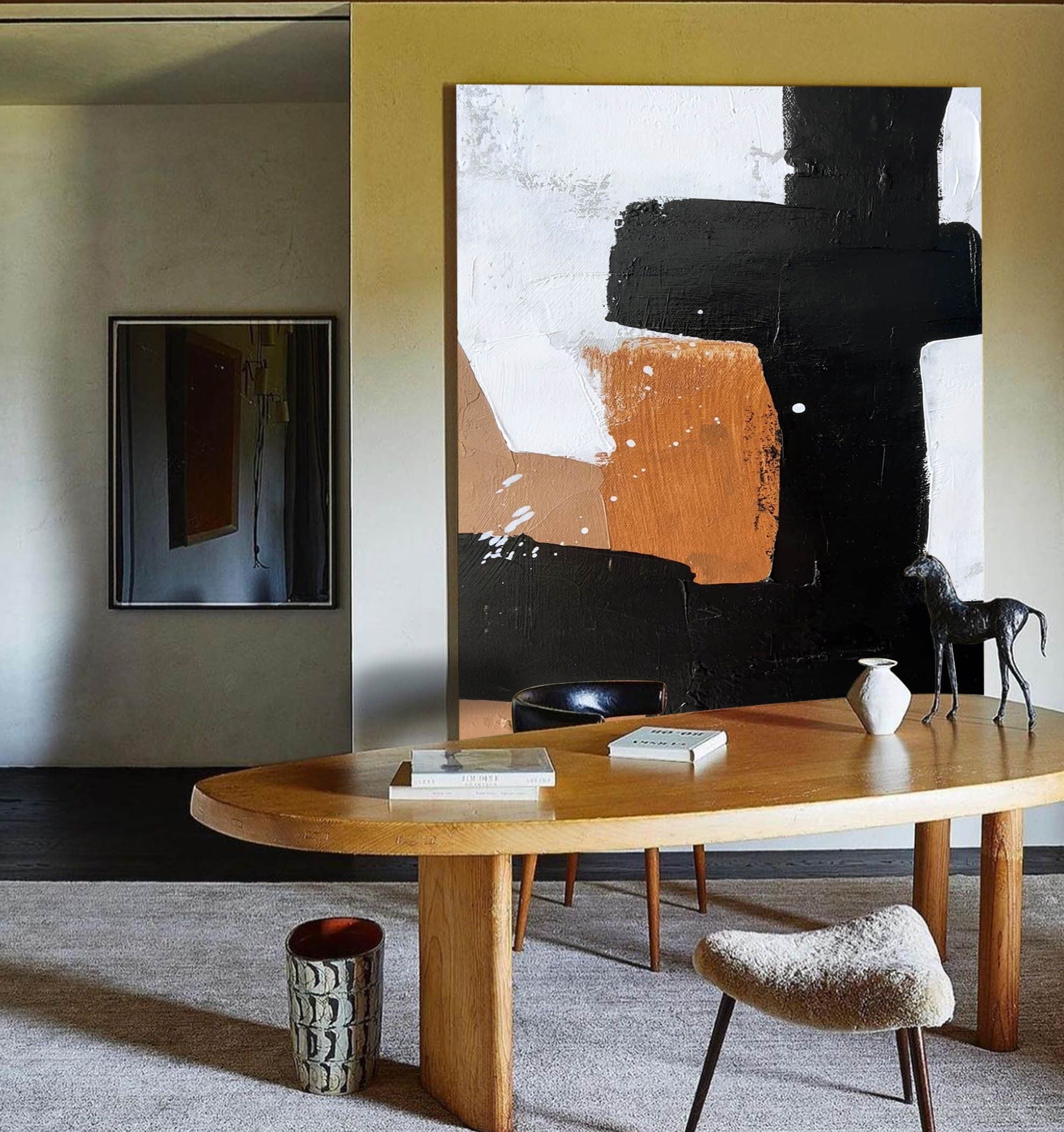 Block Geometric Minimal Abstract Unstretched Linen Canvas Wall Art