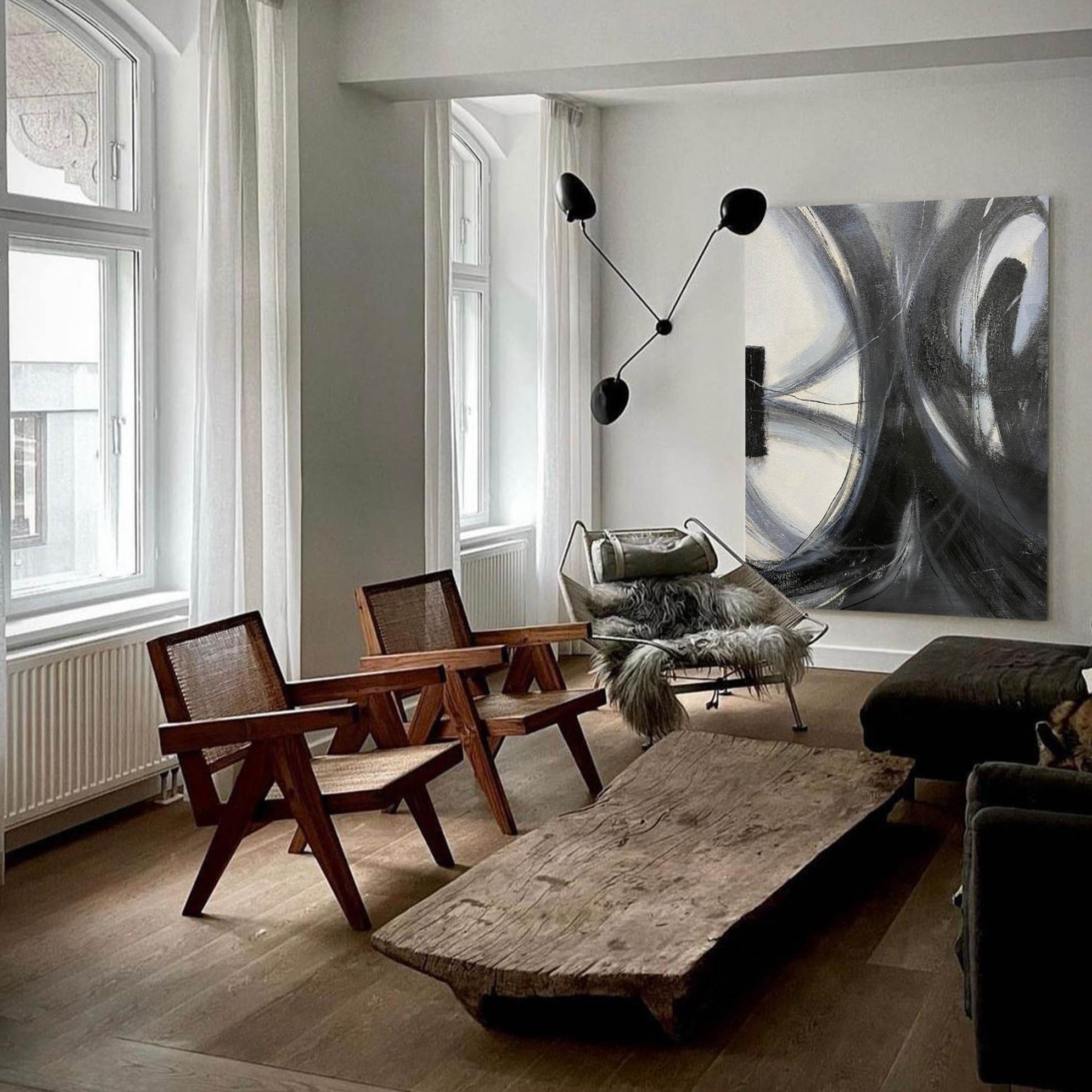 Black Abstract Painting ABAV270 - Neutralighting