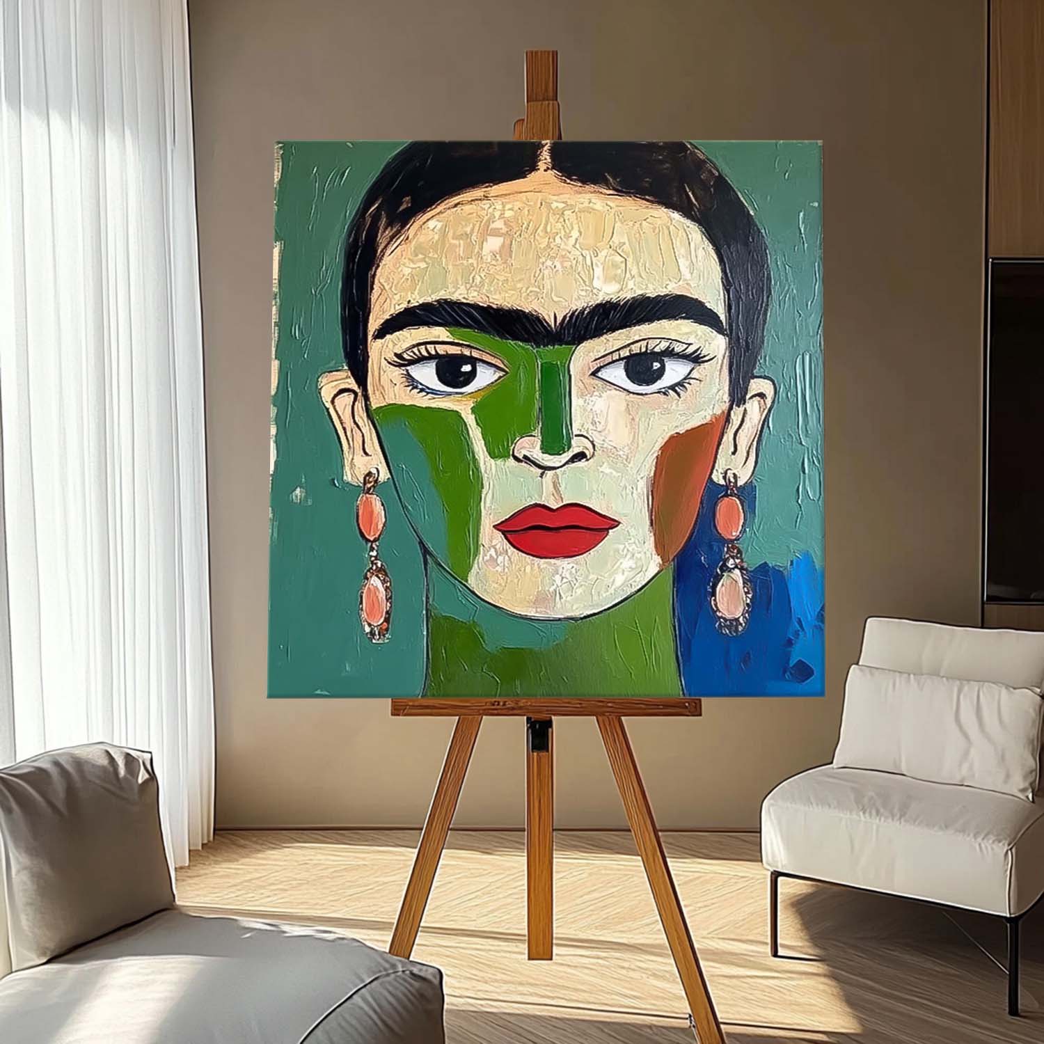 Modern Frida Kahlo Portrait Oil Painting