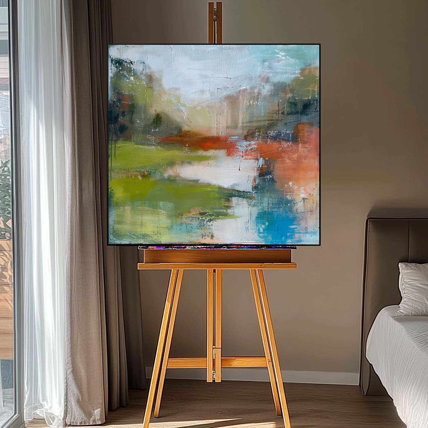 Wall Art Abstract Mountain Lake Reflection