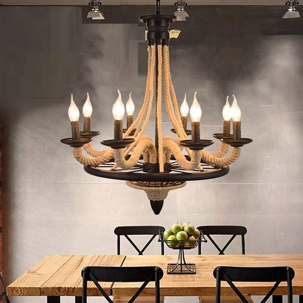 Epoch Antique LED Pendant Light Black Metal/Rope Bar - Neutralighting