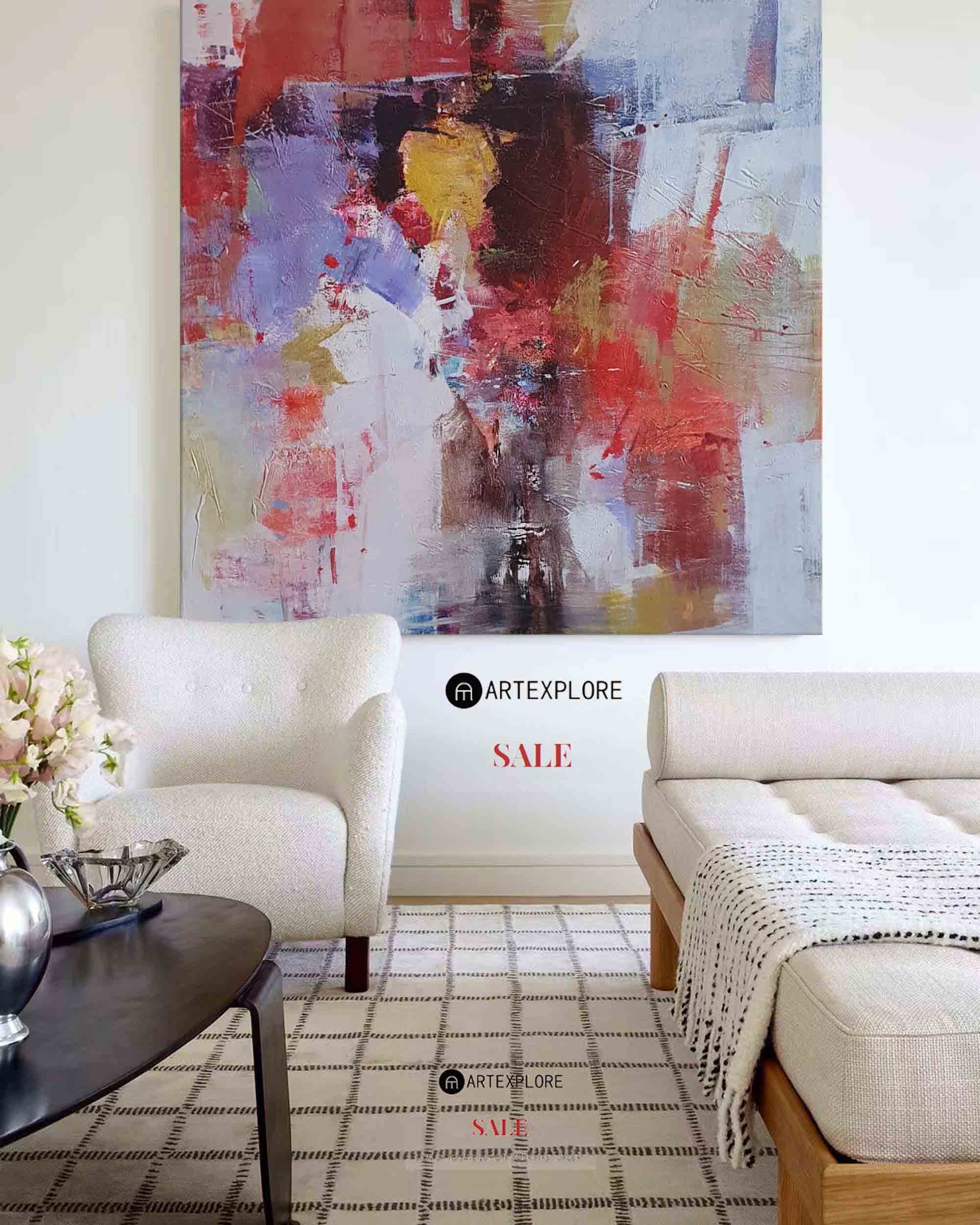 Vibrant Color Abstract Square Canvas Wall Art