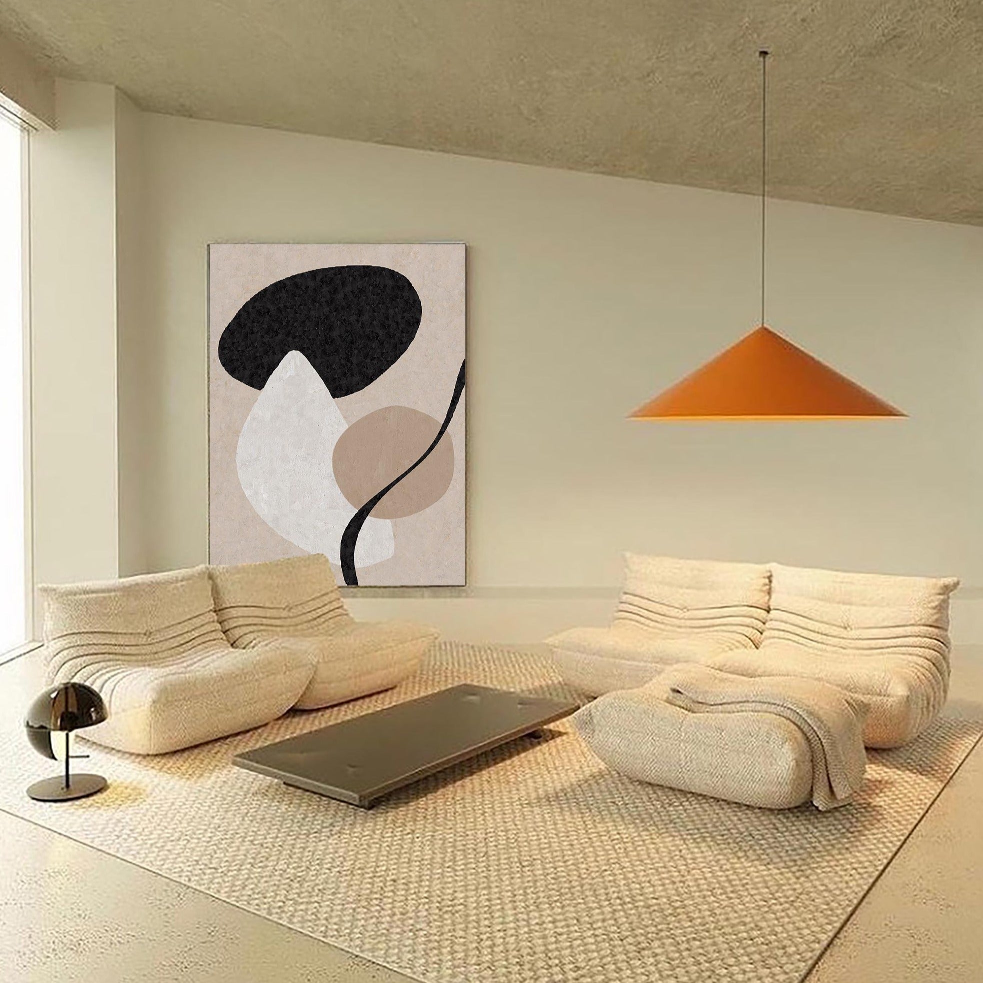 Beige Organic Abstract Minimalist Painting