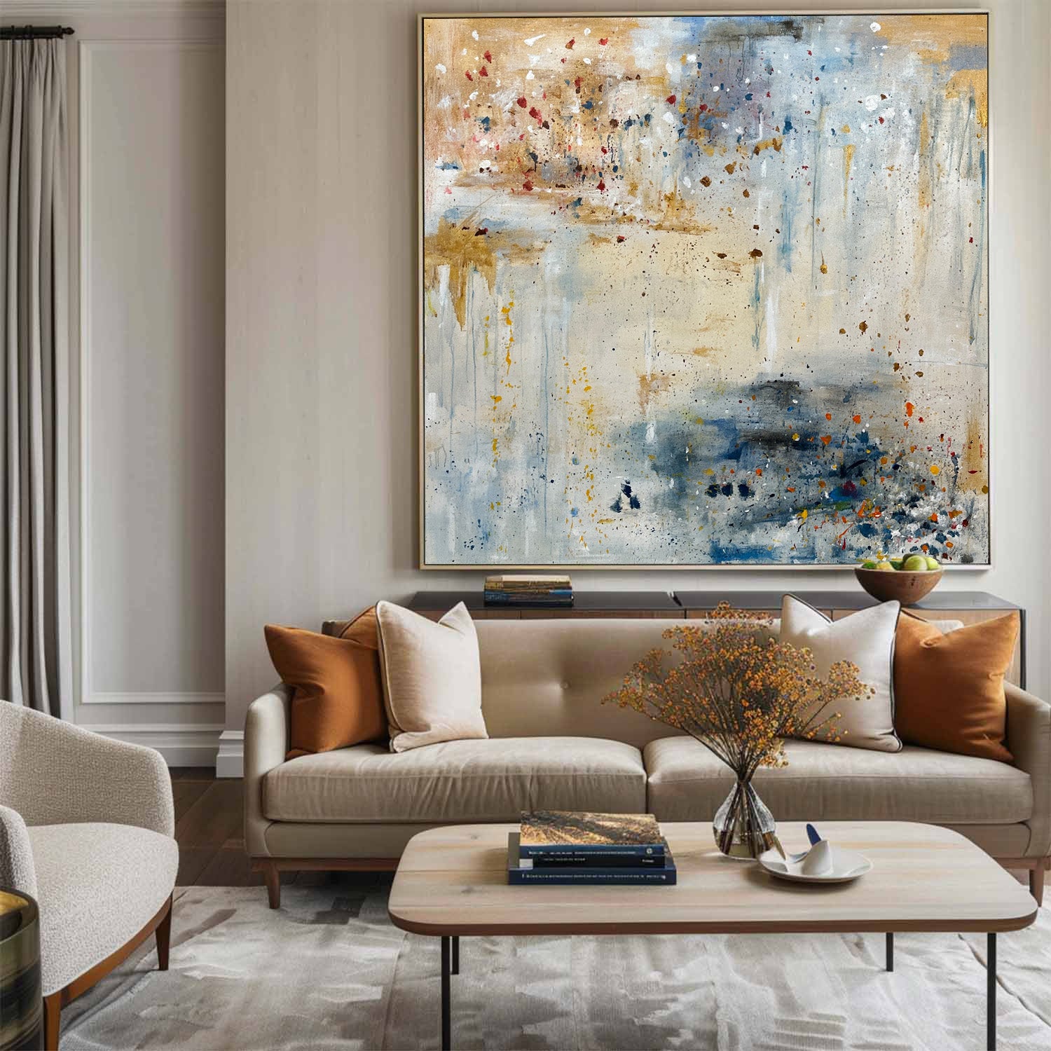 Blue Beige Abstract Textured Painting