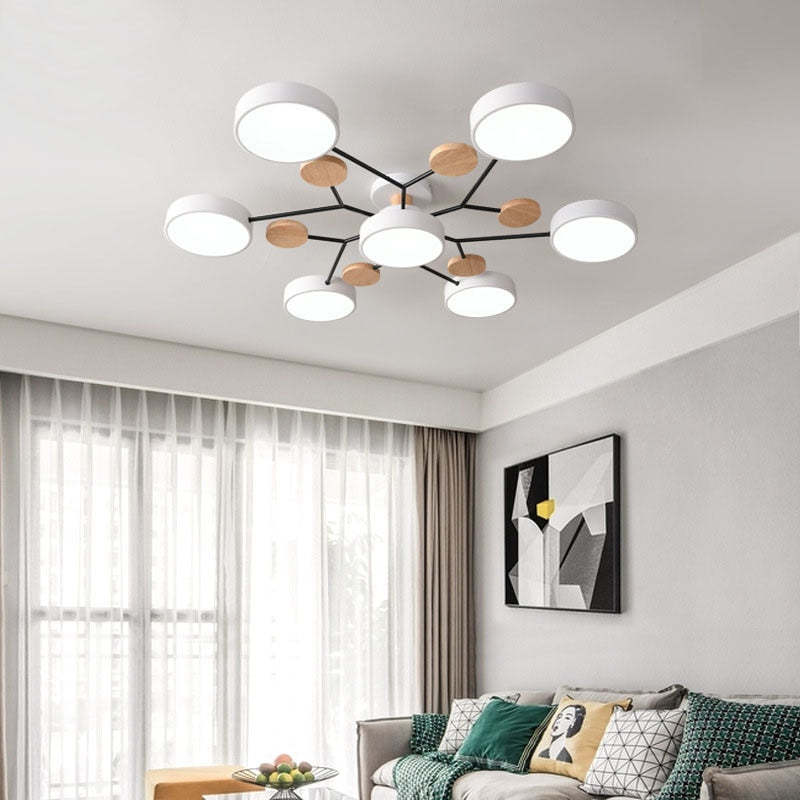 Arisha Ceiling Light, Wood Round for Living Room - Neutralighting