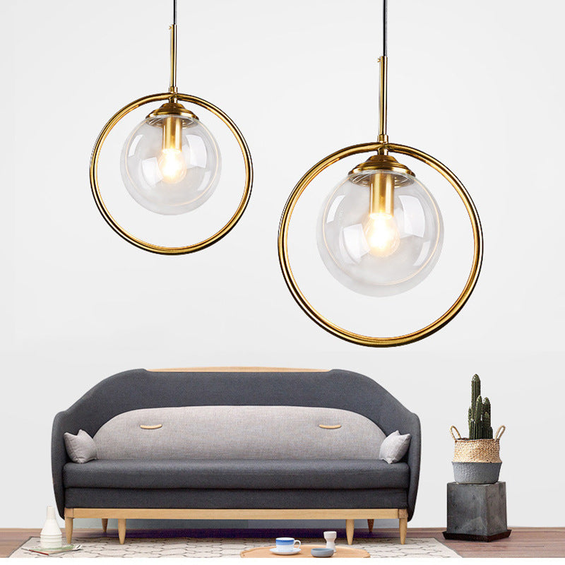 Zoey Glass Pendant Light with a Metal Ring - Neutralighting