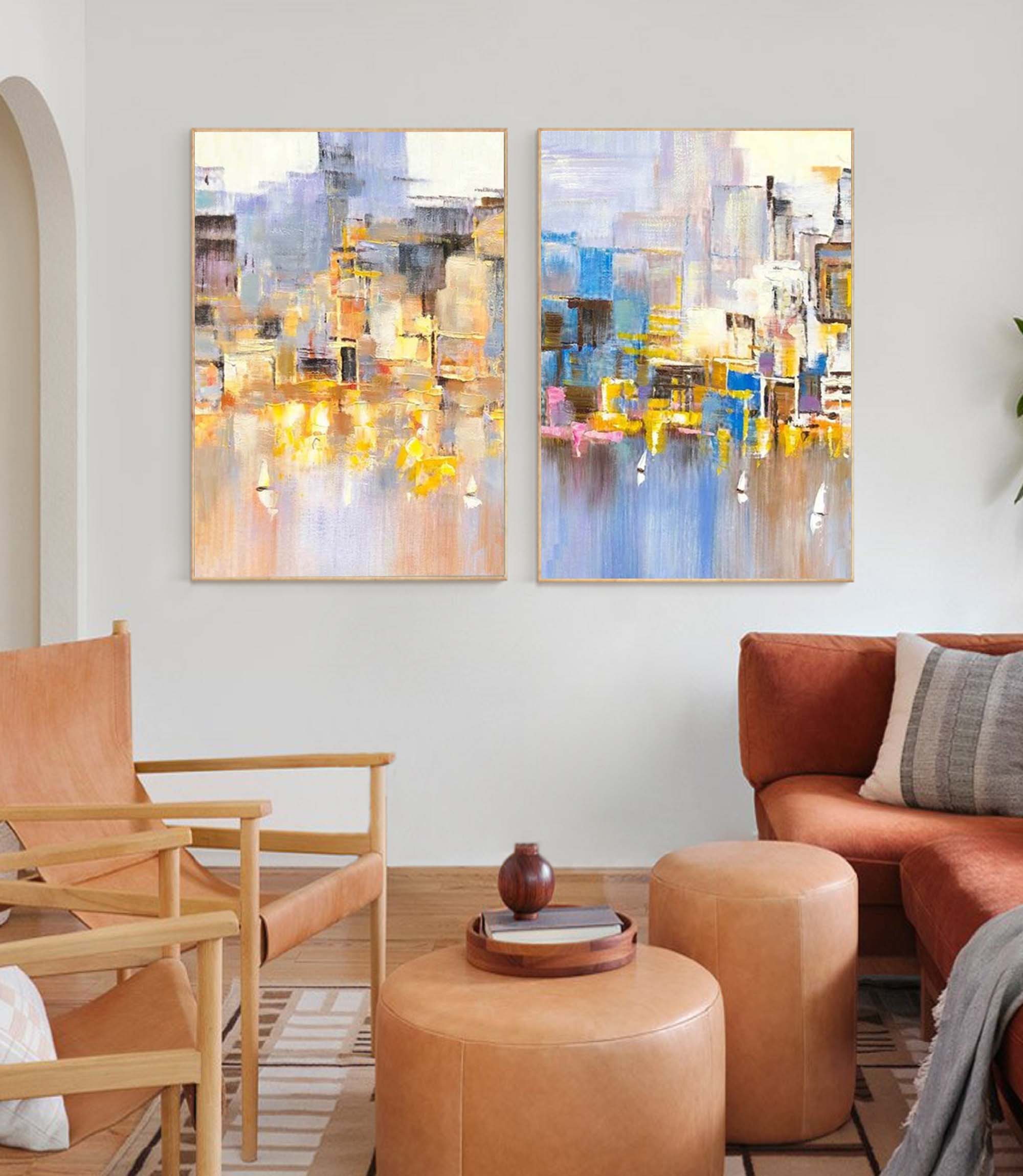 Harbor Abstract Impasto Canvas Wall