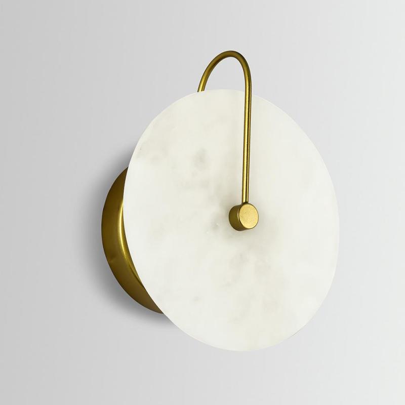 Arisha Round Bedside Wall Light, Artificial Marble, Gold & Black - Neutralighting