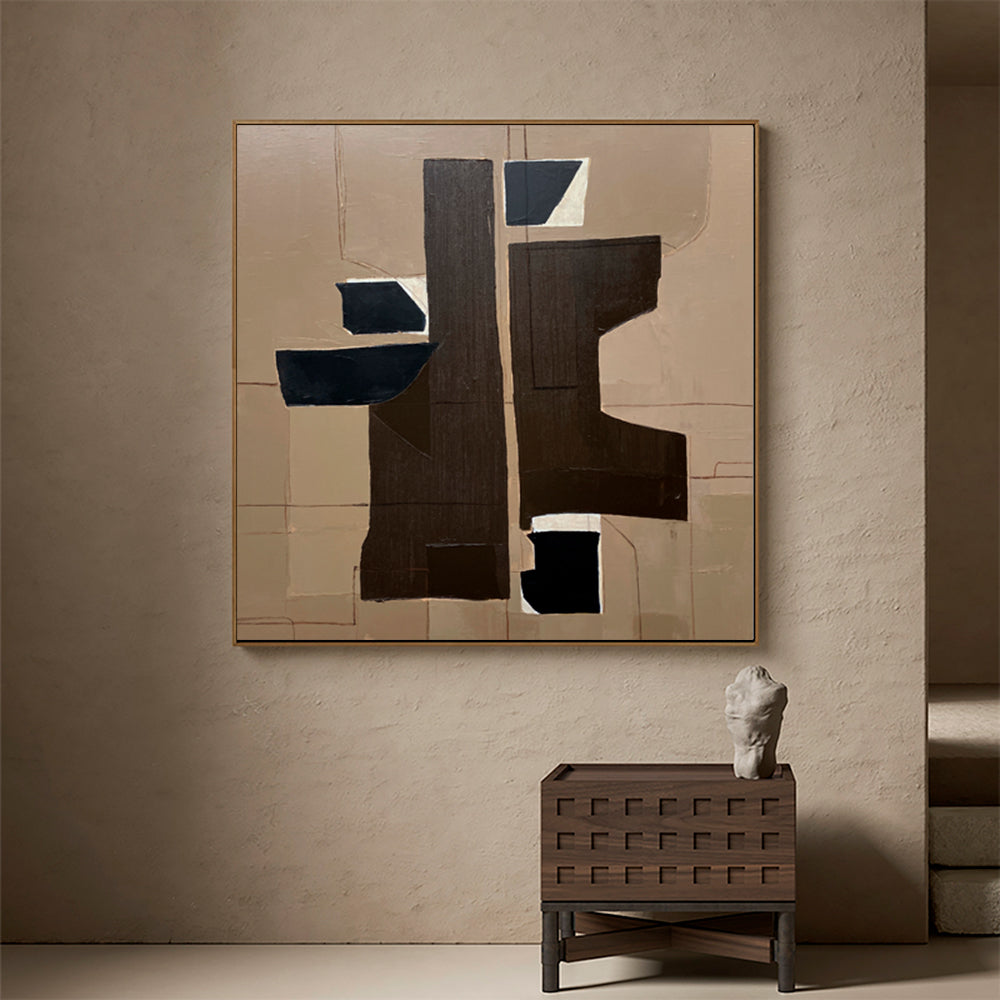 Neutral Geometric Abstract Block Canvas Wall Art
