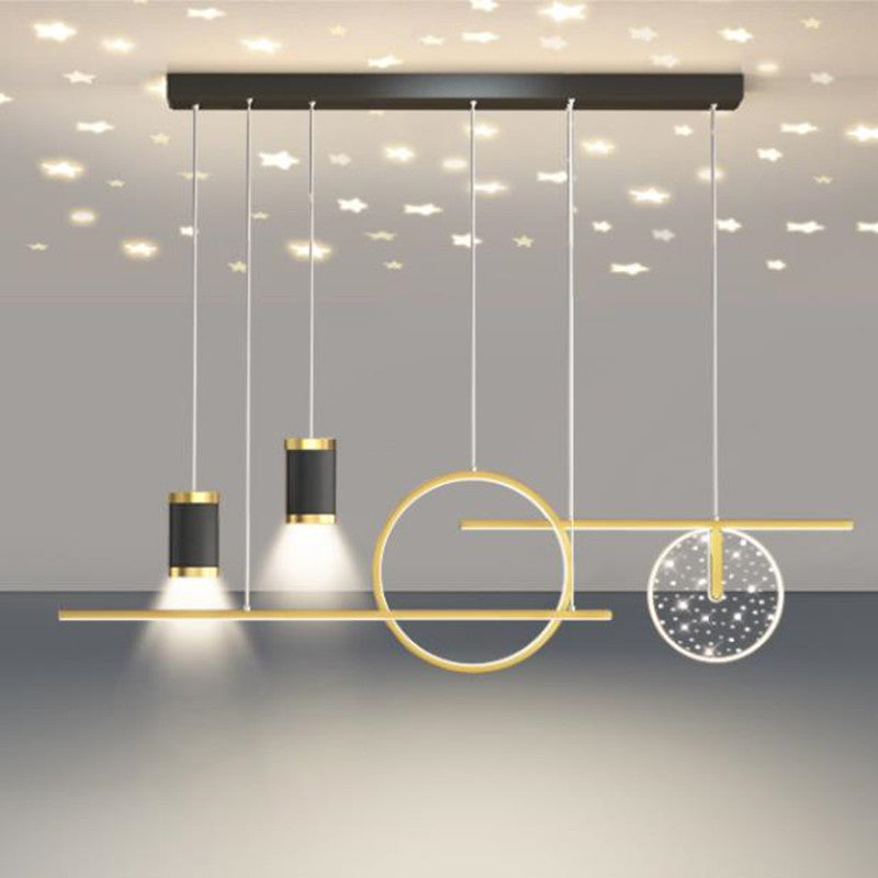 Arisha Modern Metal Starry Pendant Light, Black/White/Gold - Neutralighting