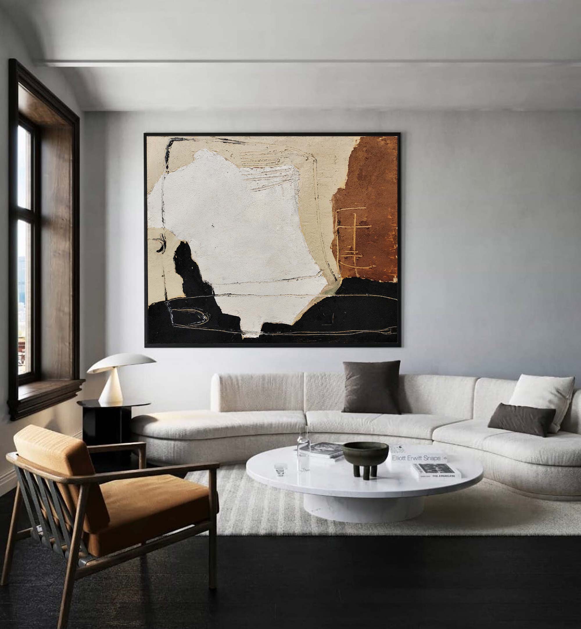 Rustic Earth Tone Abstract Plaster Canvas Wall Art